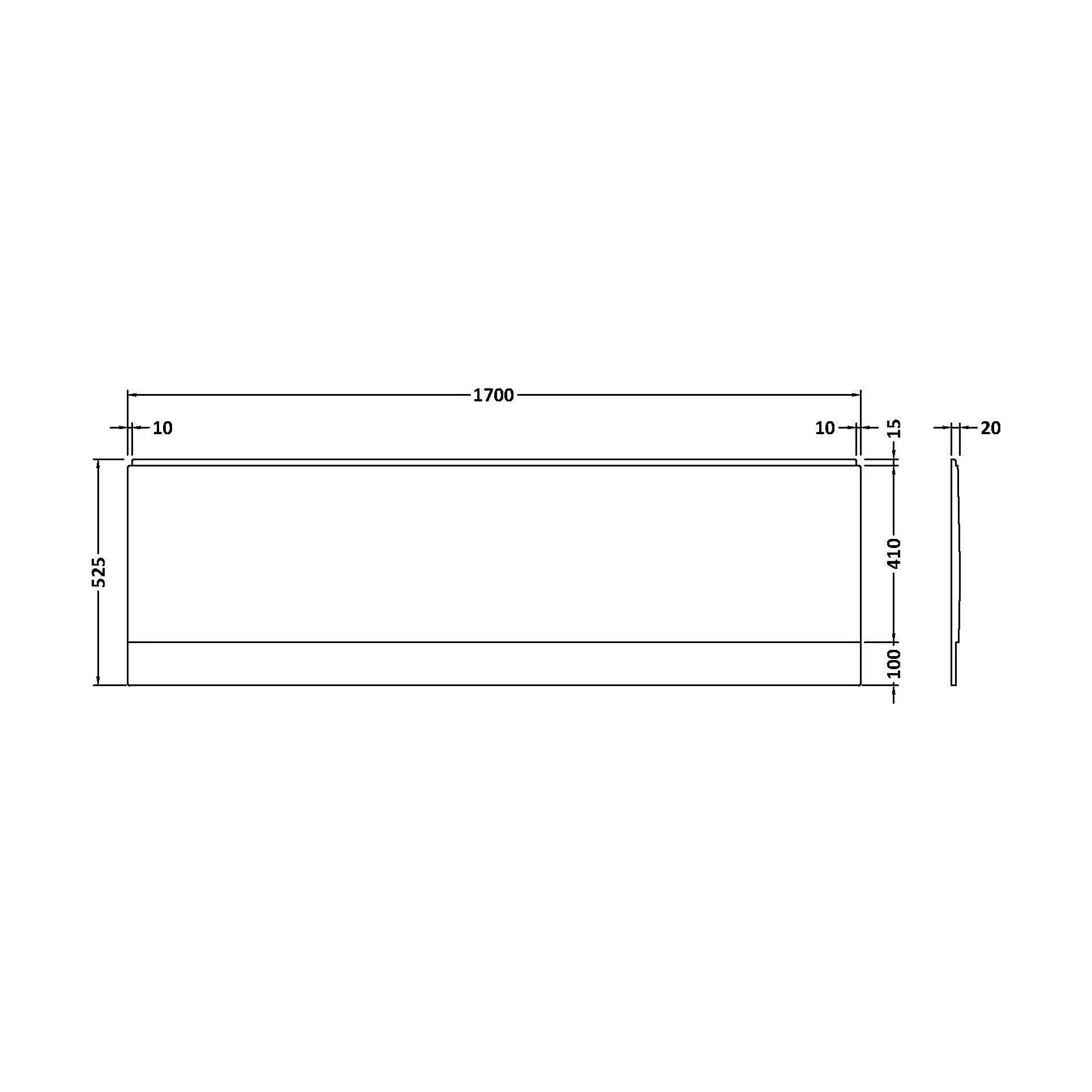 1700mm Straight Bath Acrylic Front Panel - Image 2