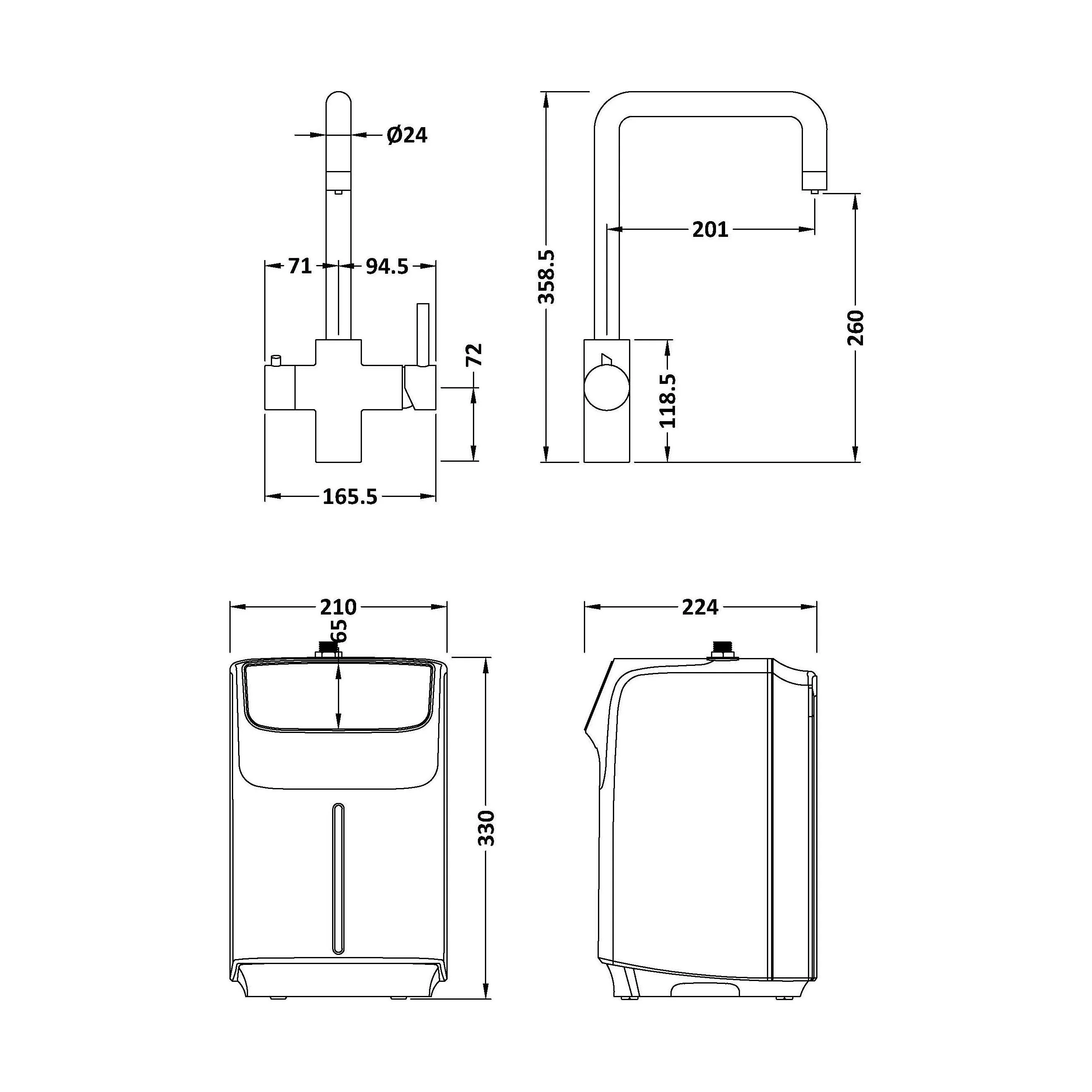 Fulford 3 in 1 Boiling Water Tap Kit, Instant Hot Water Tap with Dual Lever Handles, Tank and Filter - Choice of Colour - Image 15