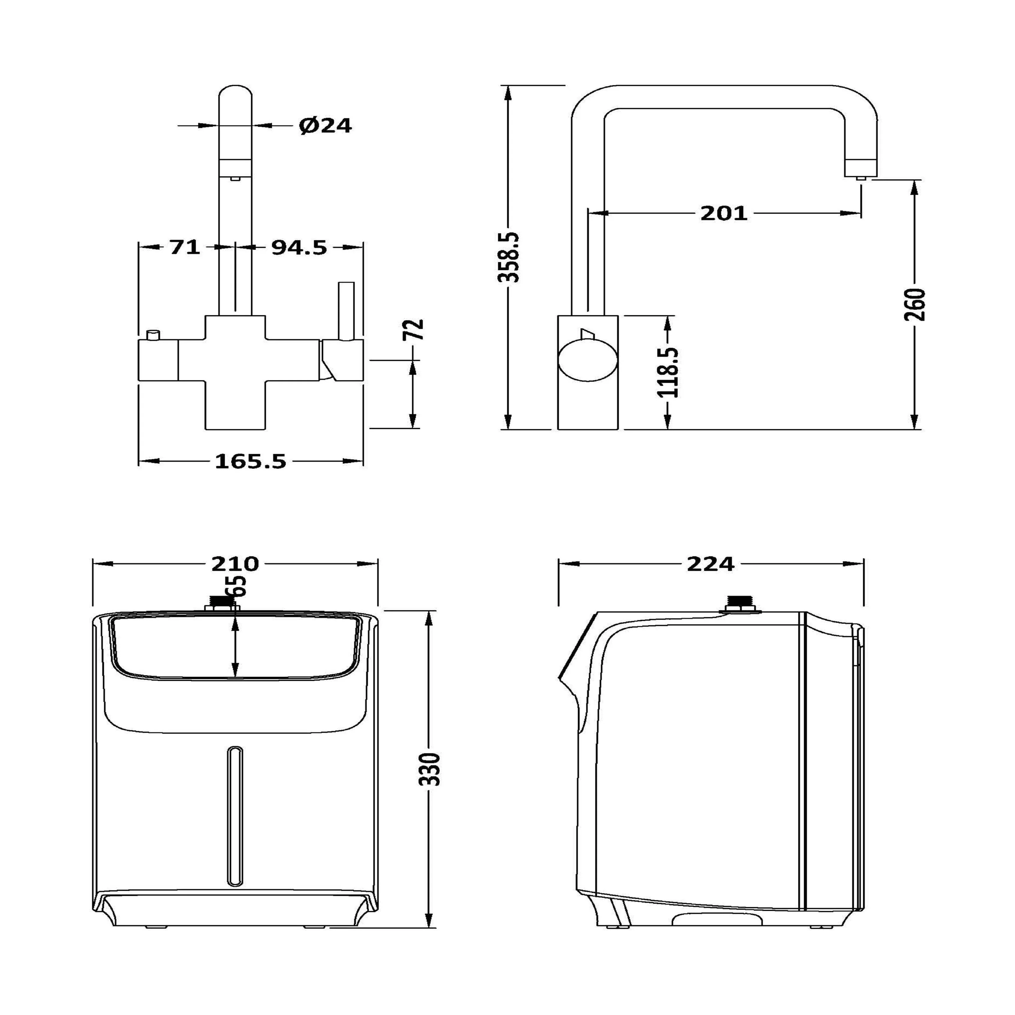 Fulford 3 in 1 Boiling Water Tap Kit, Instant Hot Water Tap with Dual Lever Handles, Tank and Filter - Choice of Colour - Image 17
