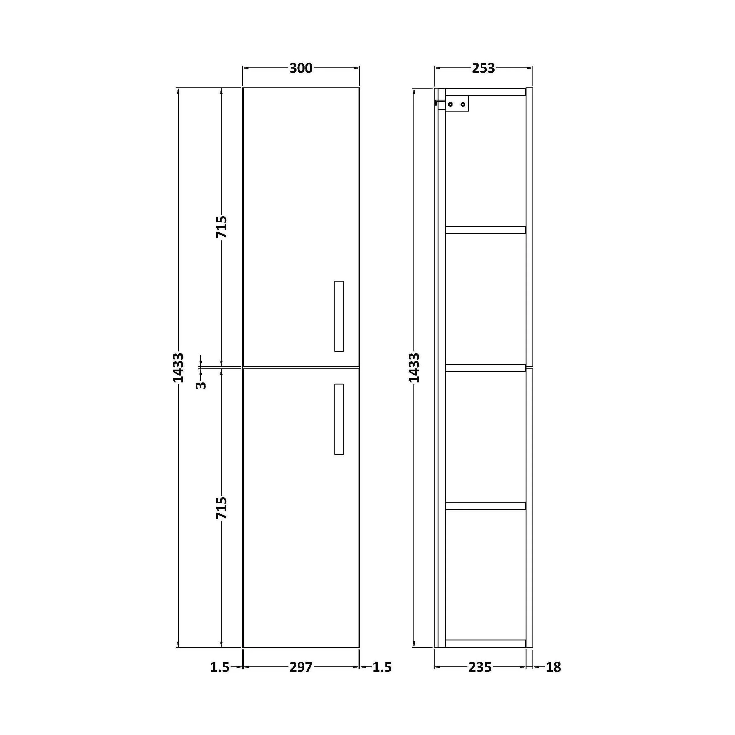 300mm Tall Unit 2 Door GLWHT - Image 2