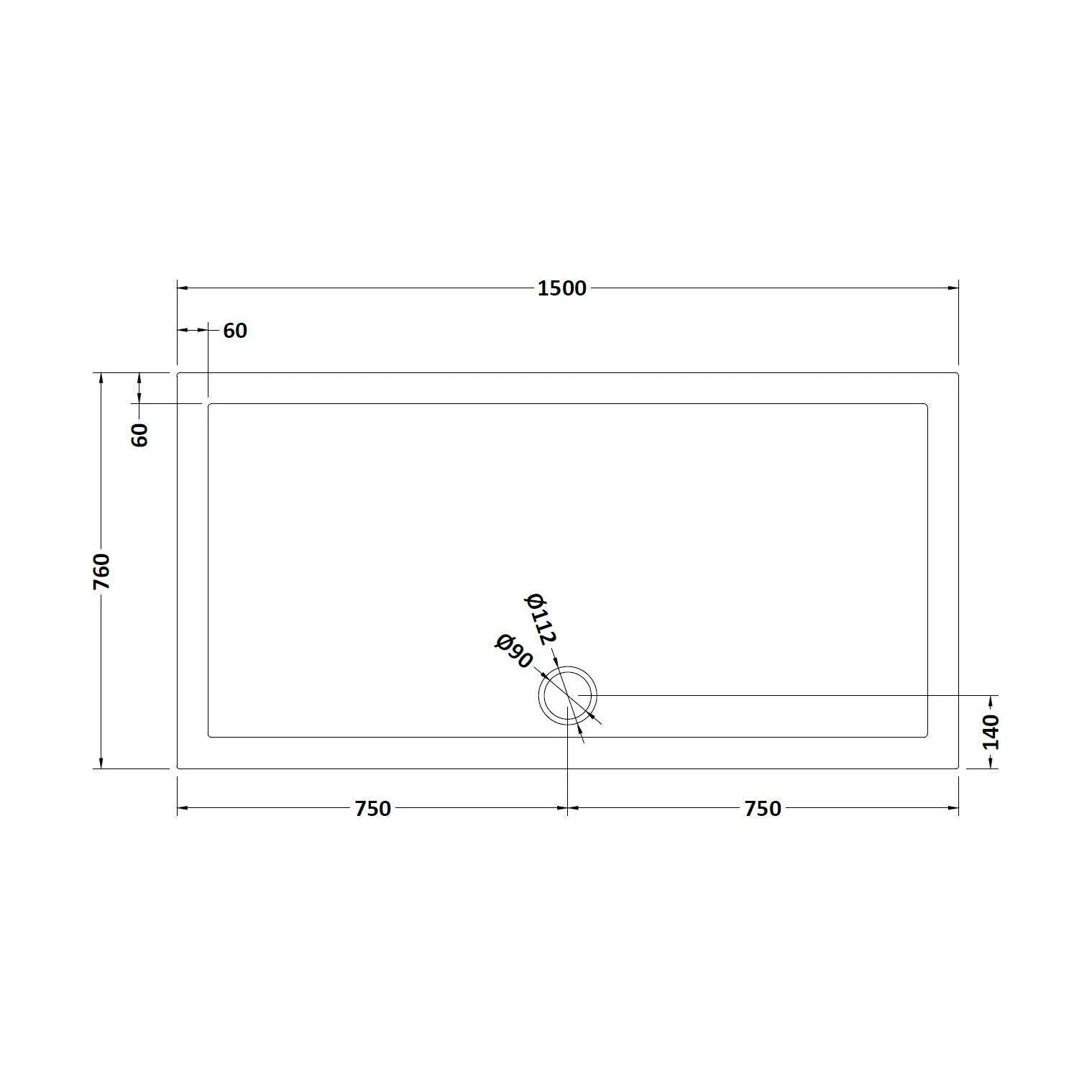 Balterley Shower Tray Modern Rectangular 40mm Profile Slimline, White or Grey - Multiple Sizes Available - Image 200