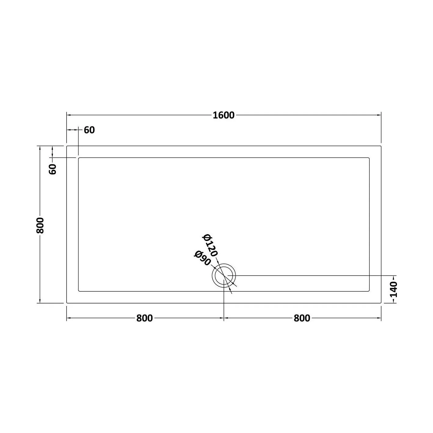 Balterley Shower Tray Modern Rectangular 40mm Profile Slimline, White or Grey - Multiple Sizes Available - Image 205