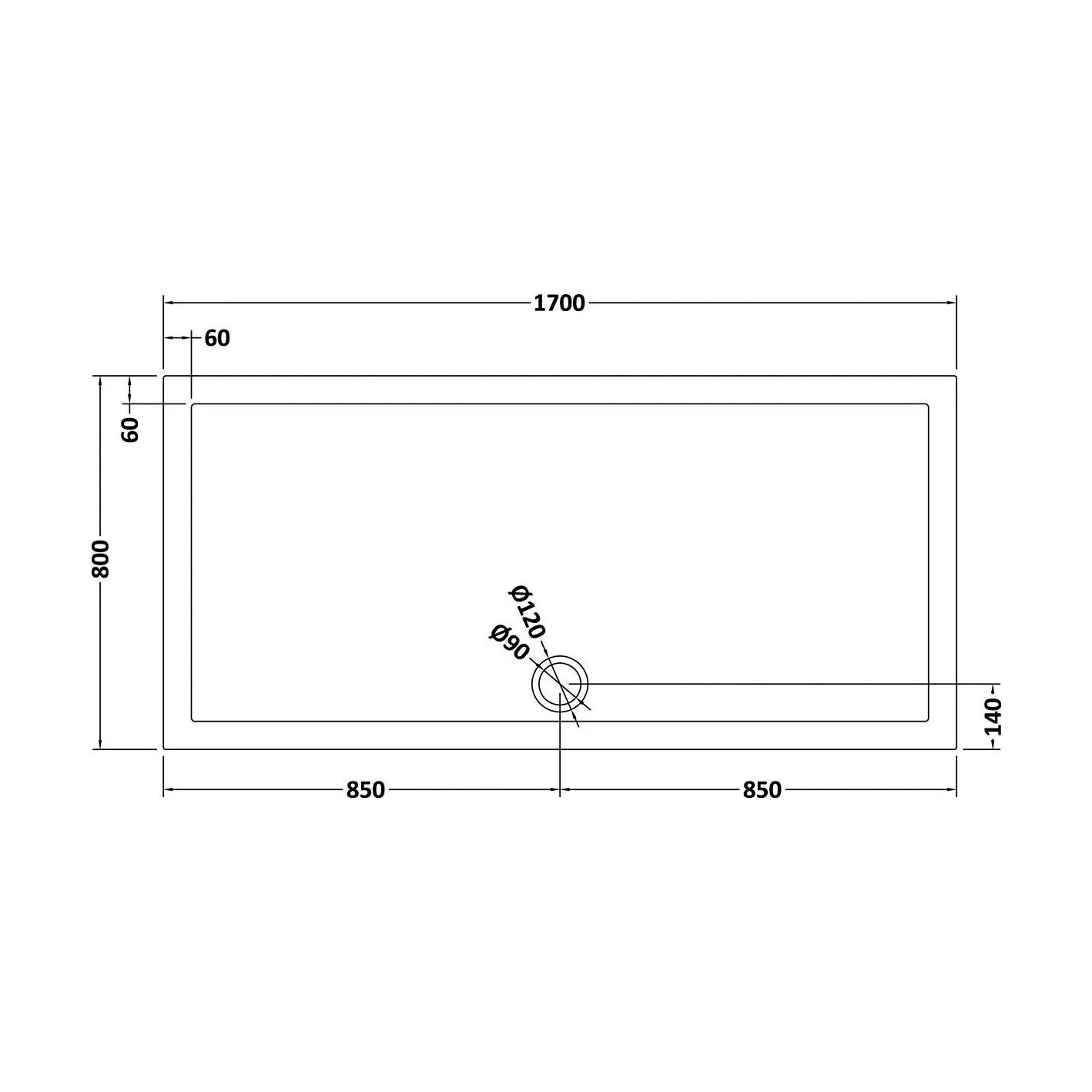 Balterley Shower Tray Modern Rectangular 40mm Profile Slimline, White or Grey - Multiple Sizes Available - Image 209