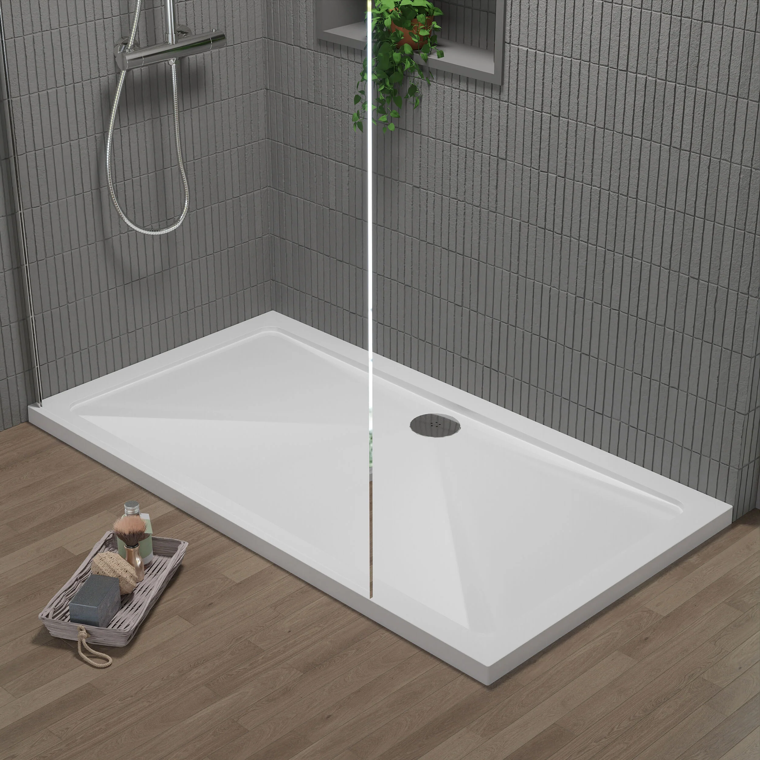 Balterley Shower Tray Modern Rectangular 40mm Profile Slimline, White or Grey - Multiple Sizes Available - Image 31