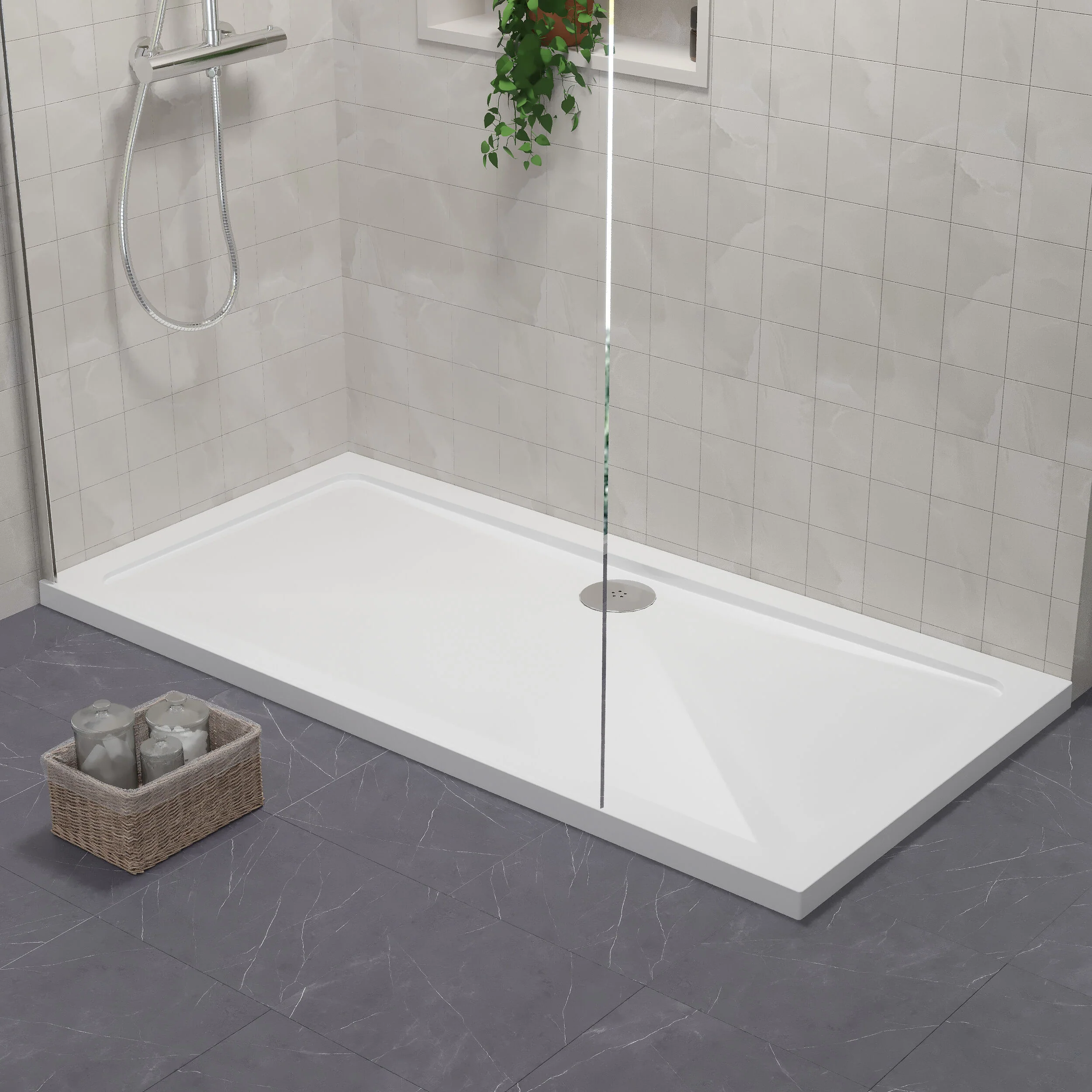 Balterley Shower Tray Modern Rectangular 40mm Profile Slimline, White or Grey - Multiple Sizes Available - Image 41
