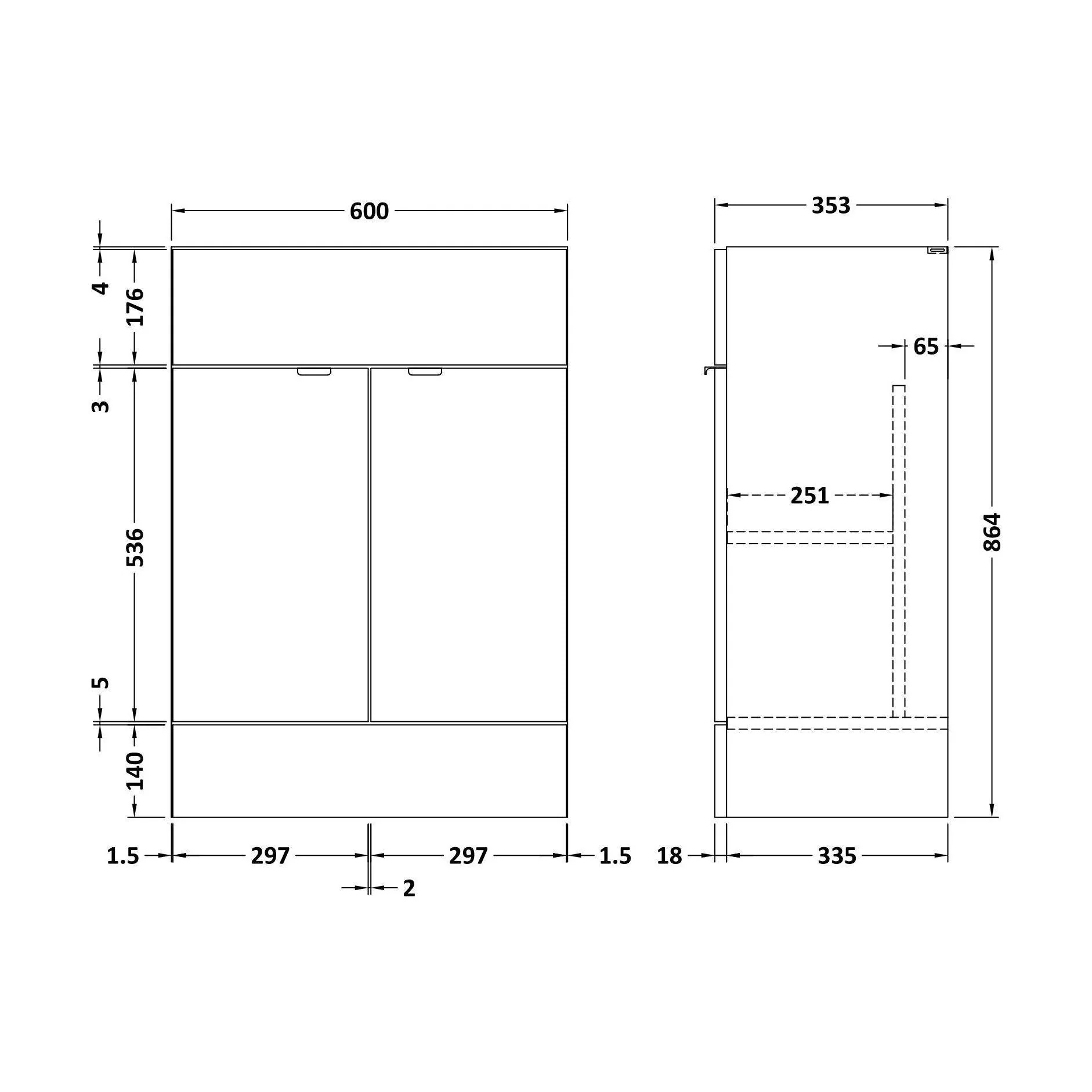600 Vanity Unit Full Depth - Image 2