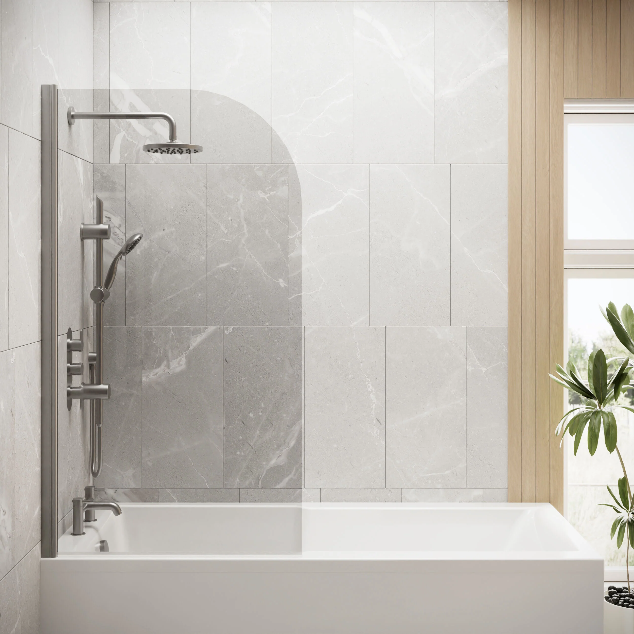 Contemporary 6mm Toughened Safety Glass Round Bath Screen - 1430 x 790mm - Image 5
