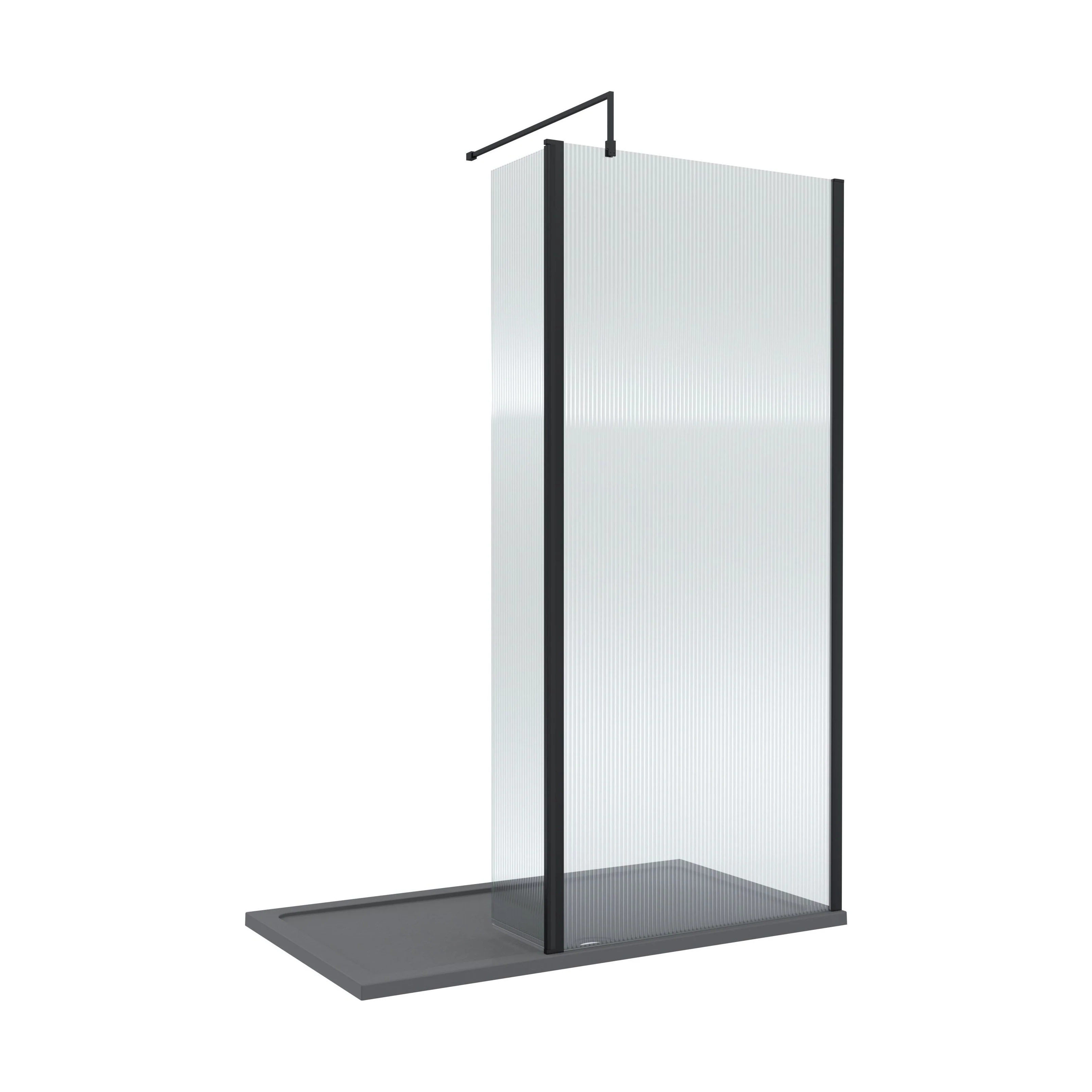 Contemporary 8mm Fluted Glass Walk In Wetroom Screen and Hinged Return Screen - Choice of Size and Finish - Image 11