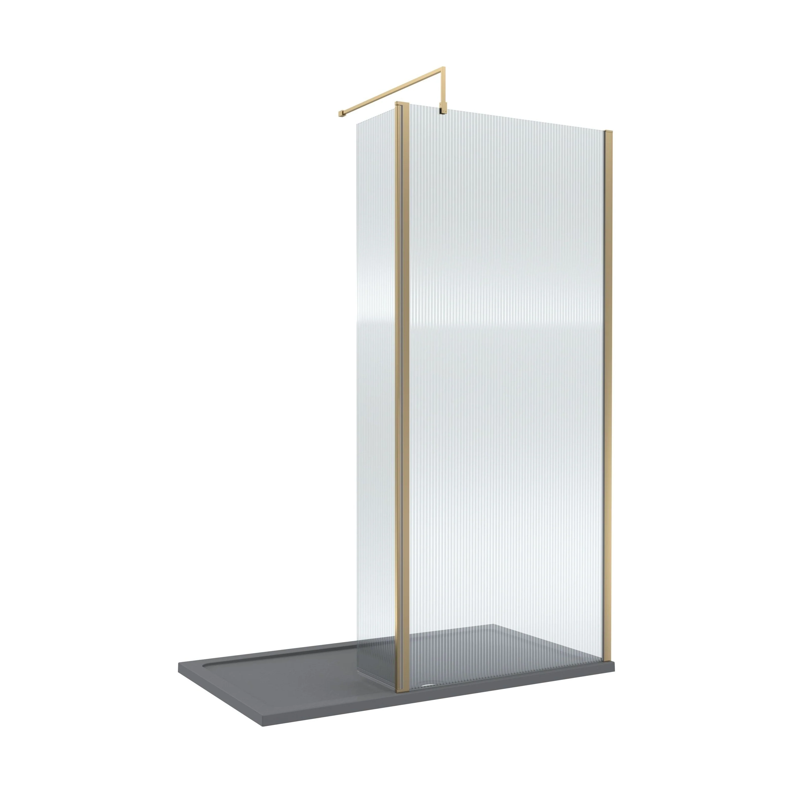 Contemporary 8mm Fluted Glass Walk In Wetroom Screen and Hinged Return Screen - Choice of Size and Finish - Image 9