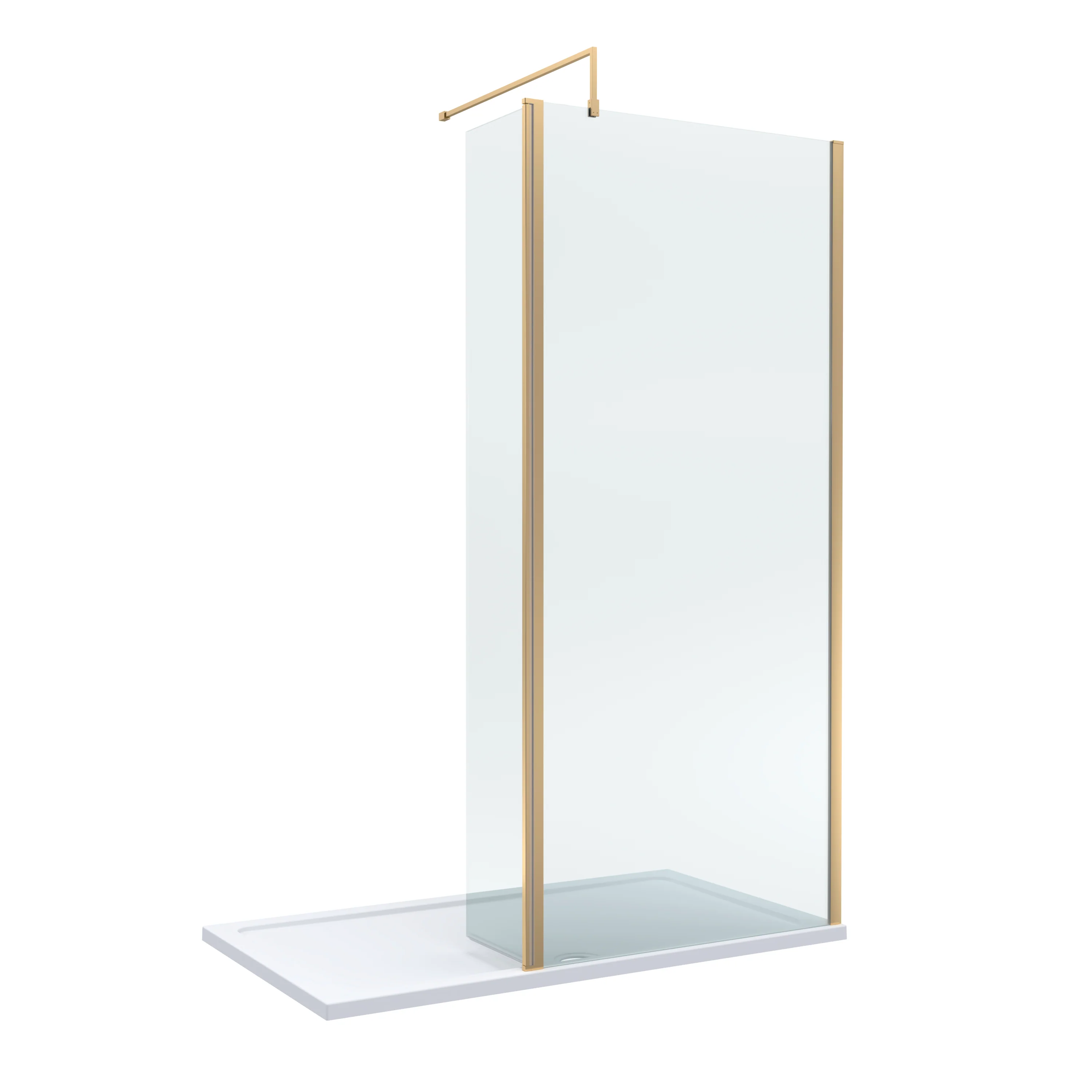 Contemporary 8mm Glass Walk In Wetroom Screen and Hinged Return Screen and Shower Tray - Choice of Size and Finish - Image 119