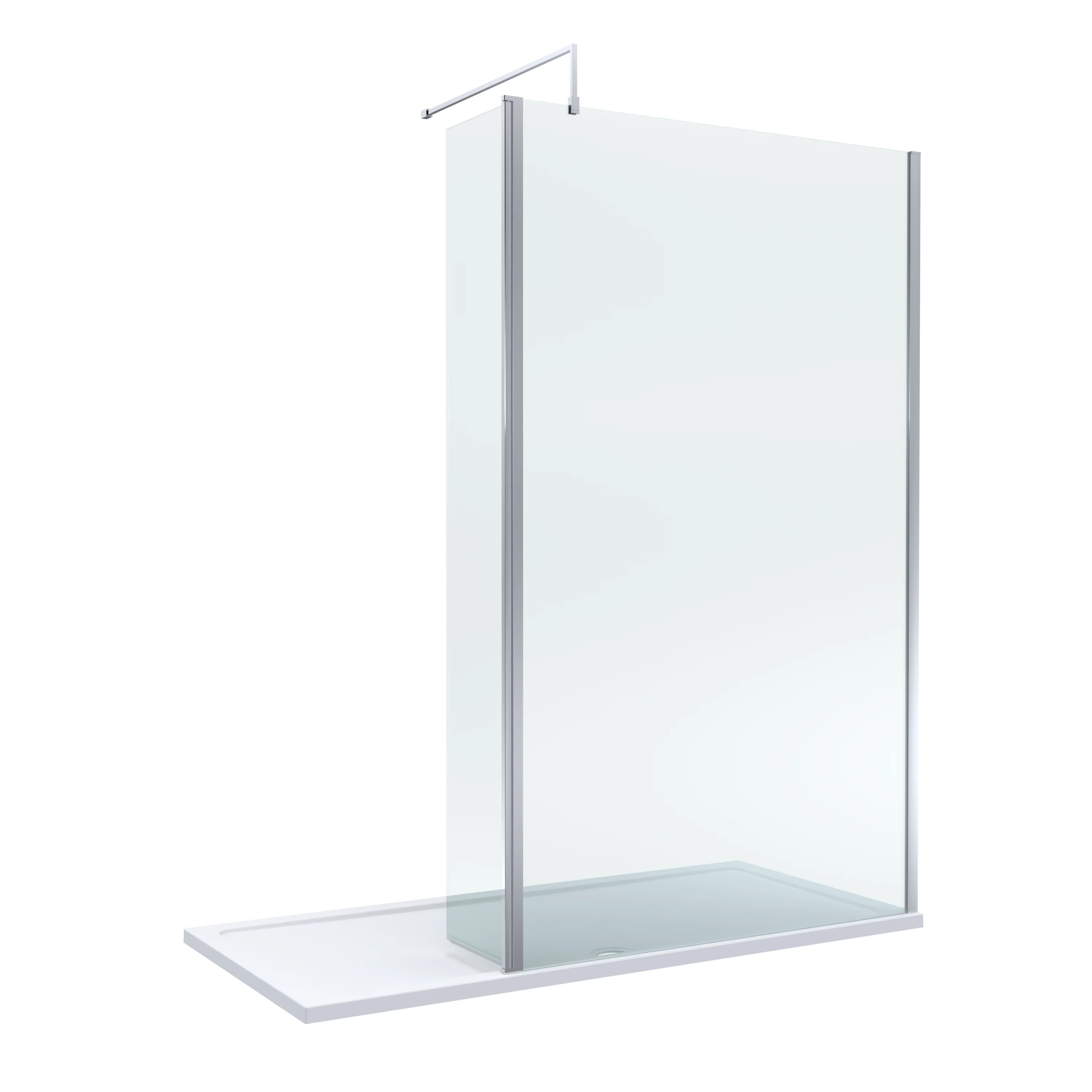 Contemporary 8mm Glass Walk In Wetroom Screen and Hinged Return Screen and Shower Tray - Choice of Size and Finish - Image 38