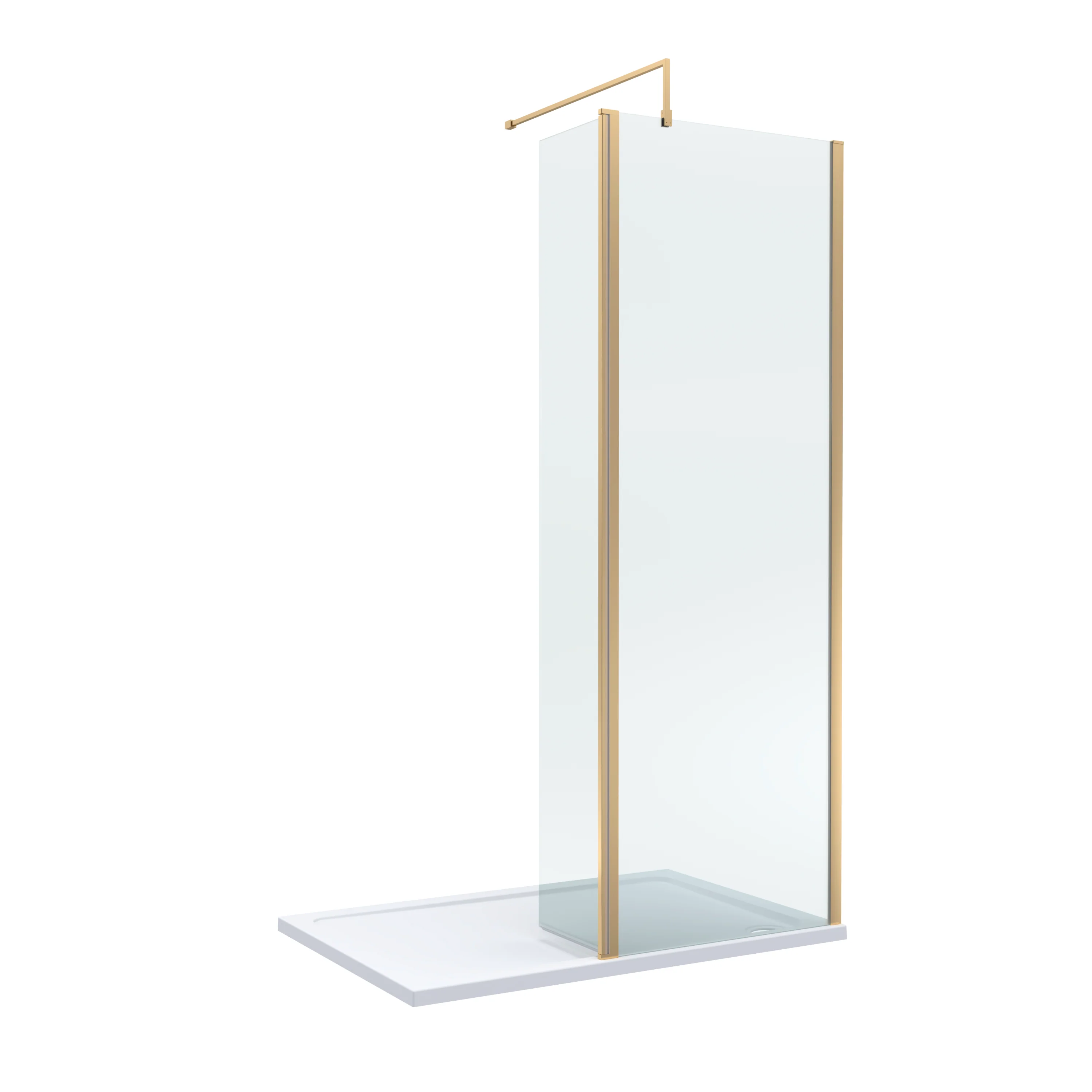 Contemporary 8mm Glass Walk In Wetroom Screen and Hinged Return Screen and Shower Tray - Choice of Size and Finish - Image 7