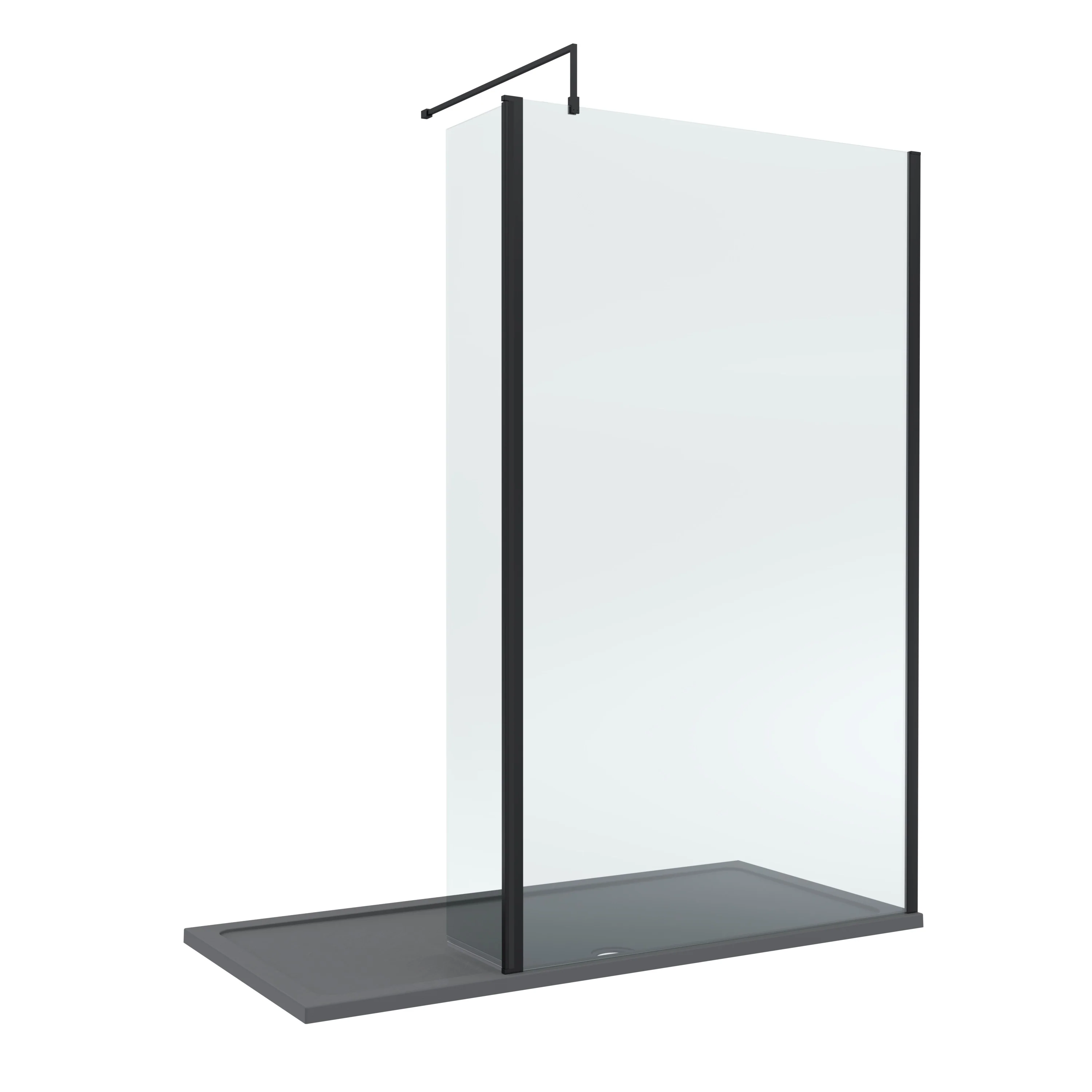 Contemporary 8mm Glass Walk In Wetroom Screen and Hinged Return Screen and Shower Tray - Choice of Size and Finish - Image 82