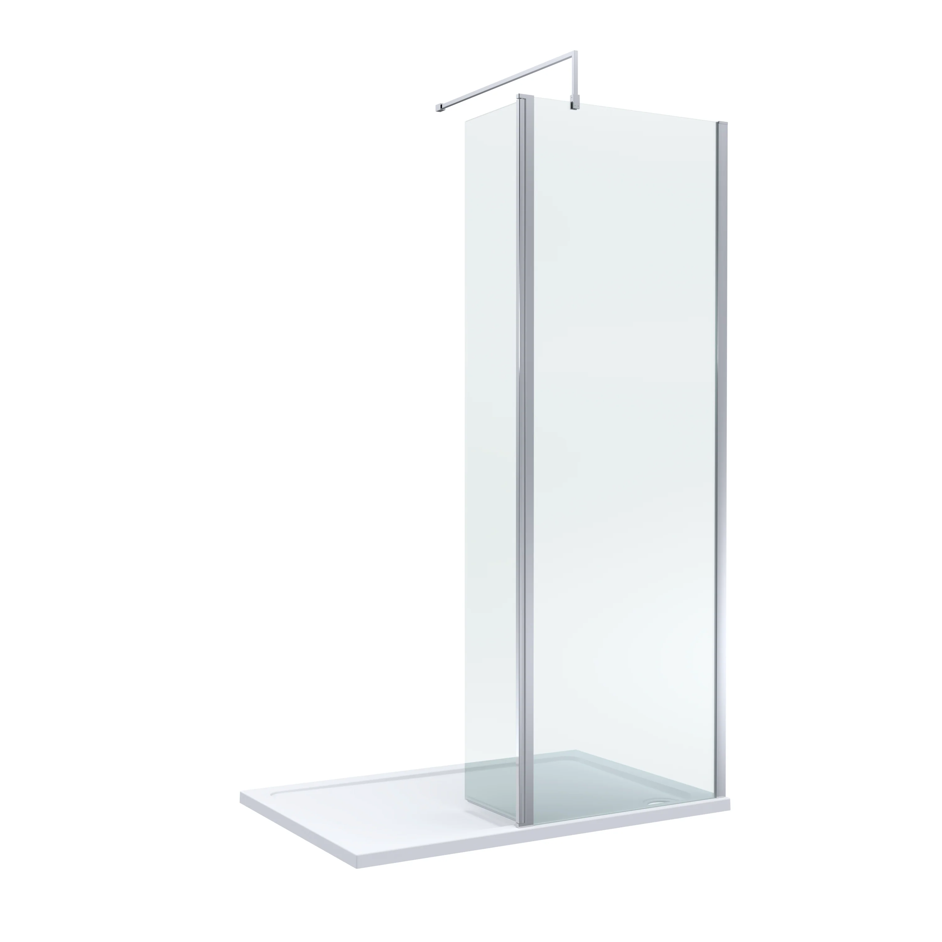 Contemporary 8mm Glass Walk In Wetroom Screen and Hinged Return Screen and Shower Tray - Choice of Size and Finish - Image 94