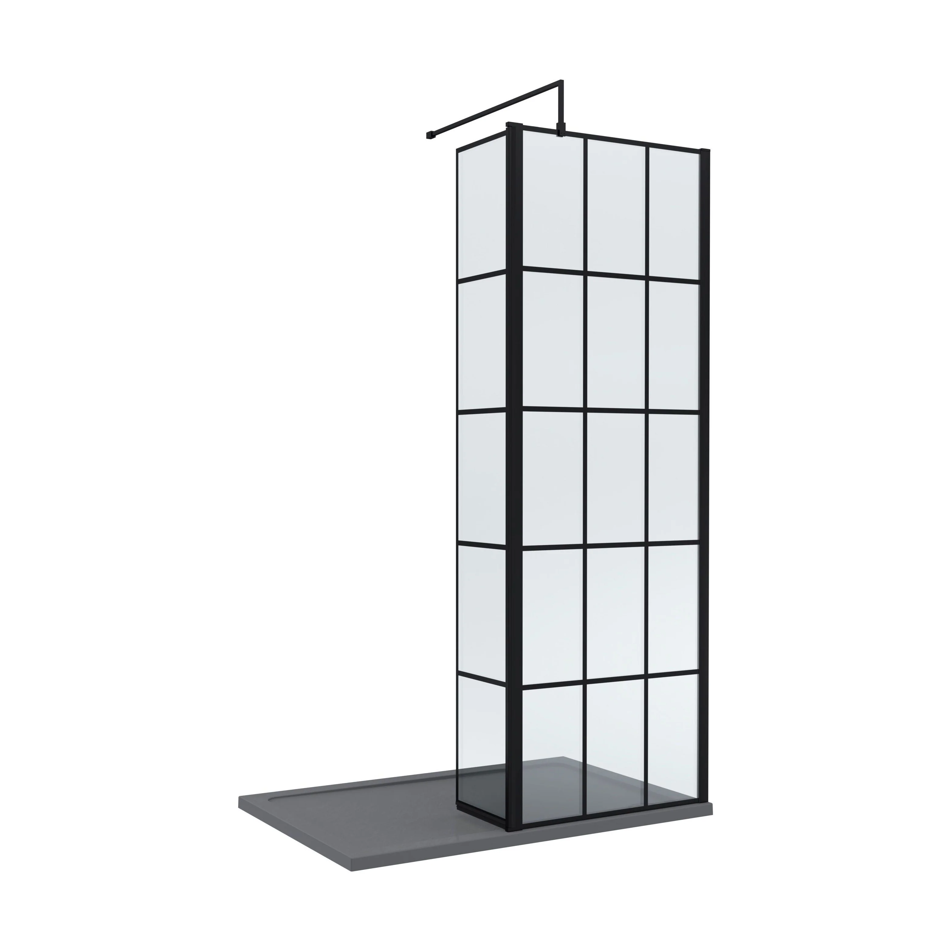 Contemporary 8mm Glass Walk In Wetroom Screen and Hinged Return Screen with Black Framed Design - Choice of Size - Image 11
