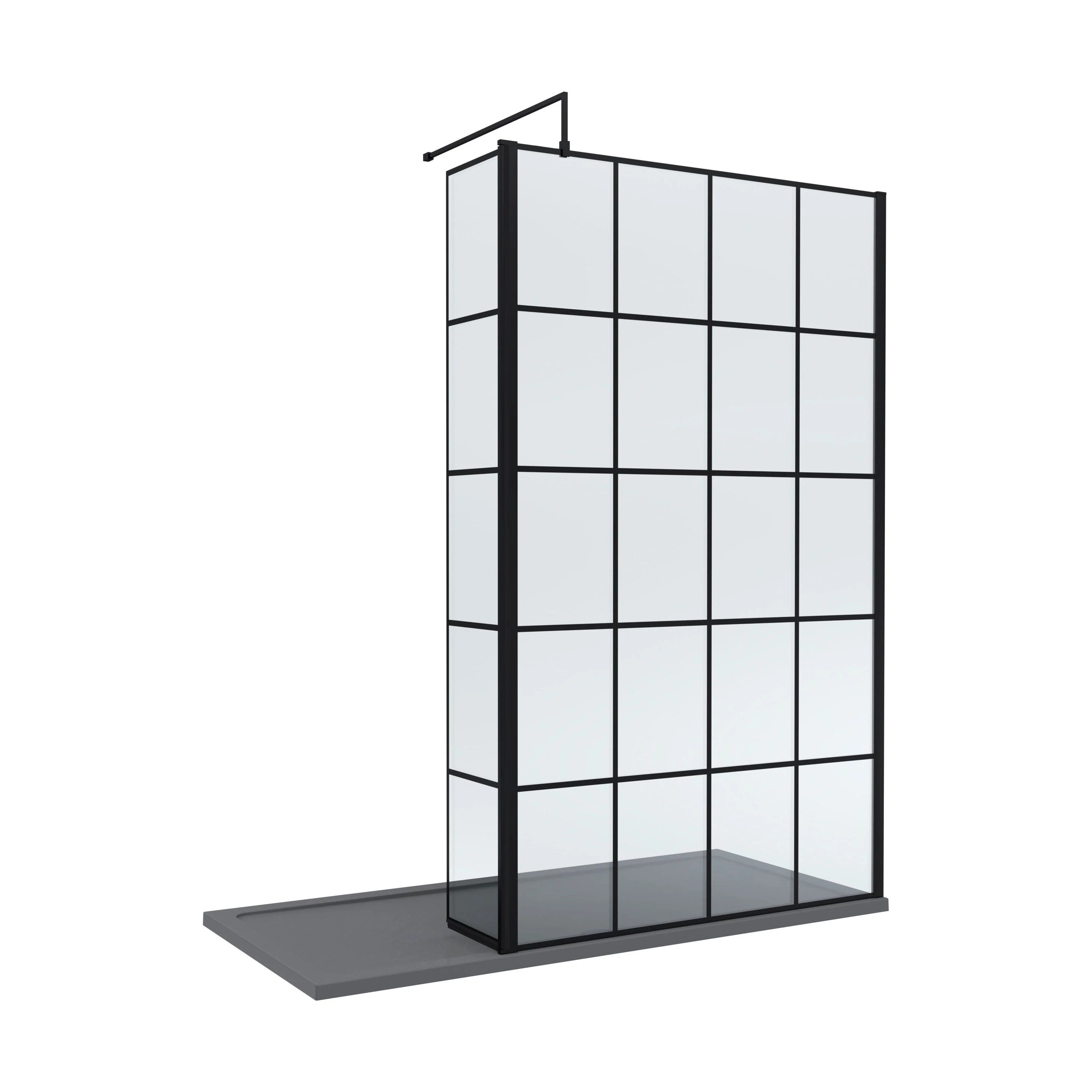Contemporary 8mm Glass Walk In Wetroom Screen and Hinged Return Screen with Black Framed Design - Choice of Size - Image 17