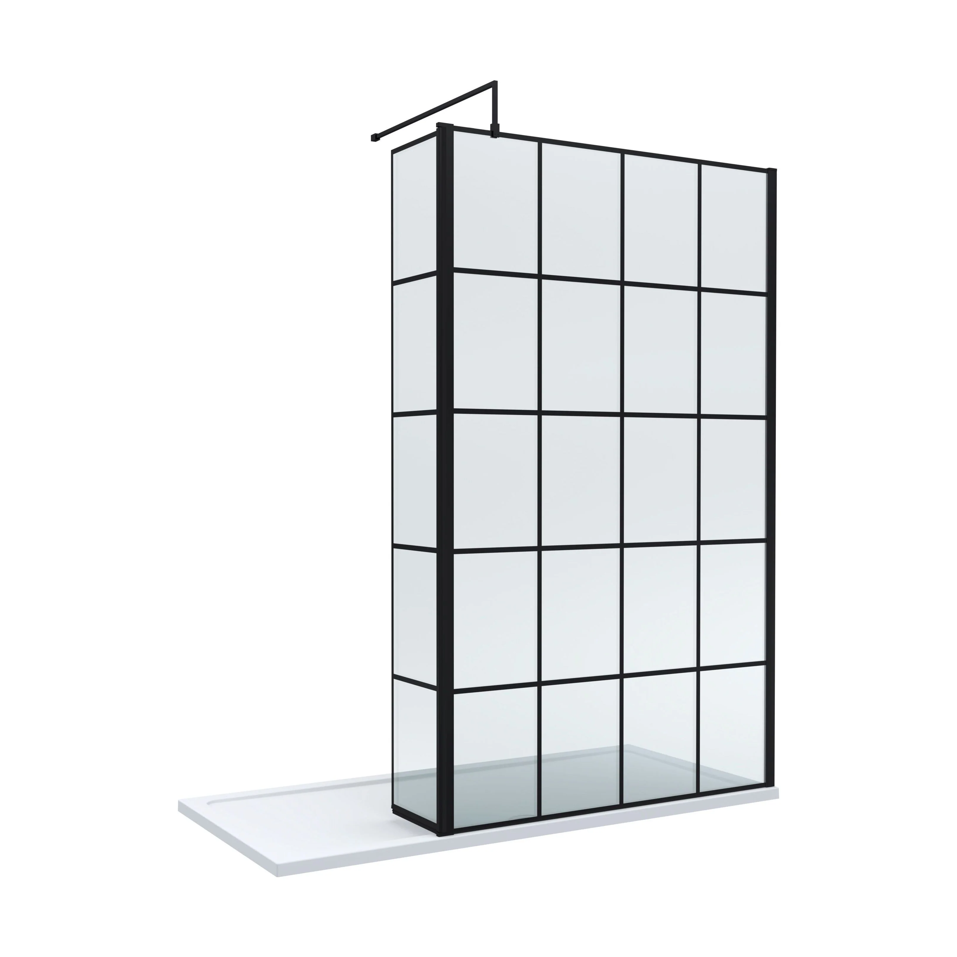 Contemporary 8mm Glass Walk In Wetroom Screen and Hinged Return Screen with Black Framed Design - Choice of Size - Image 8