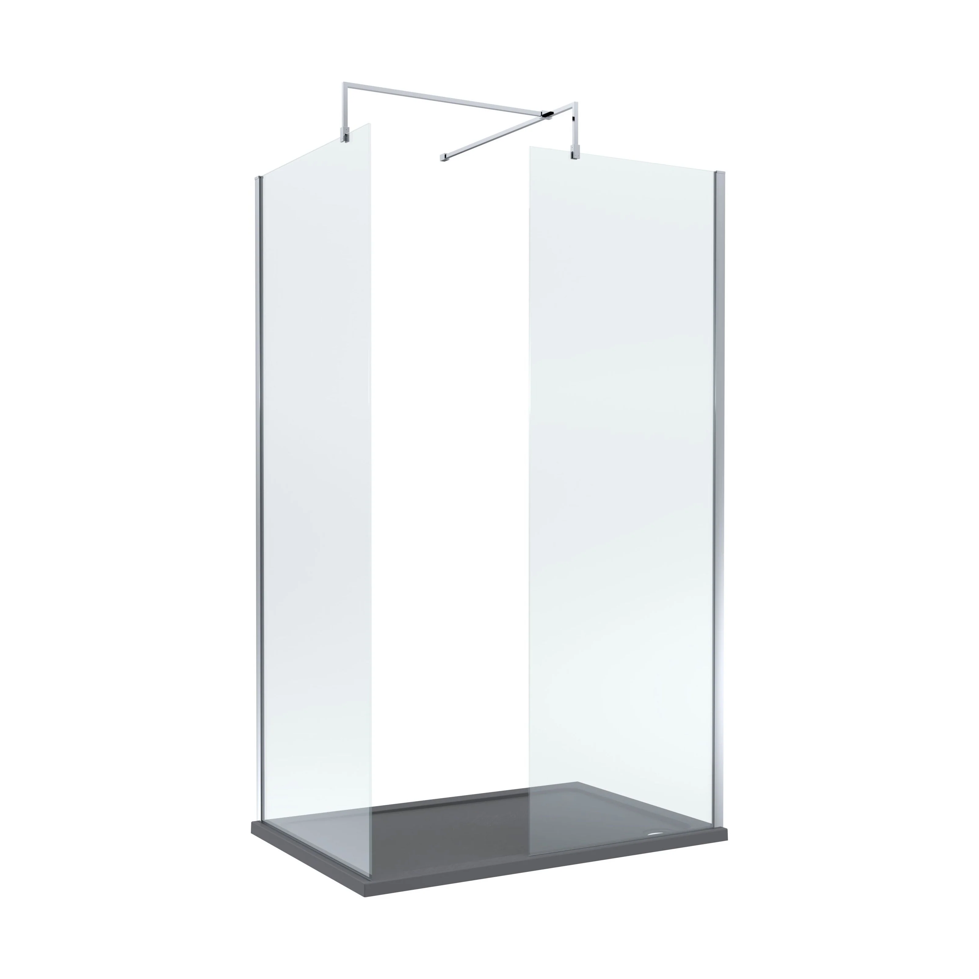 Contemporary 8mm Glass Walk In Wetroom Screens and Shower Tray - Choice of Size and Finish - Image 34