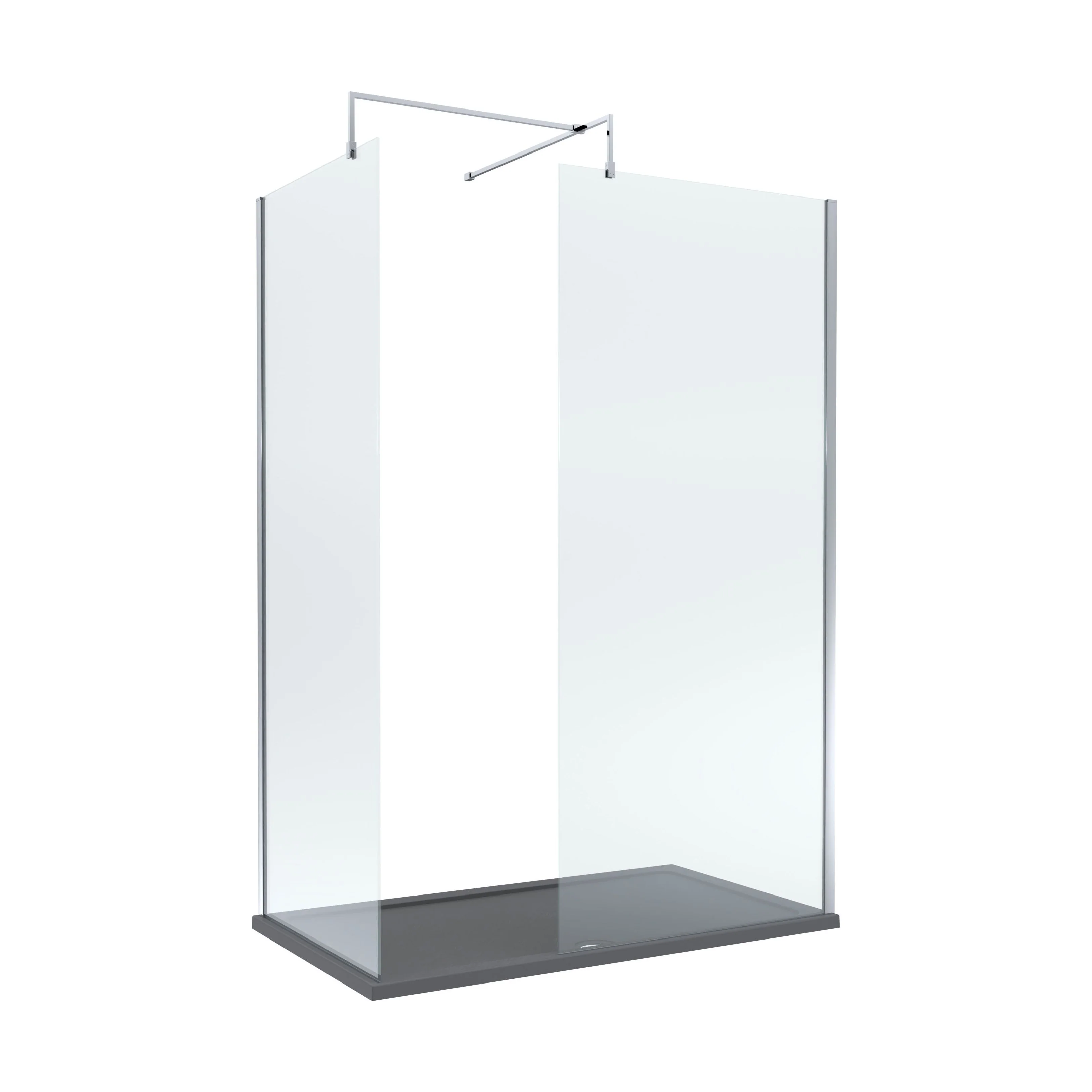 Contemporary 8mm Glass Walk In Wetroom Screens and Shower Tray - Choice of Size and Finish - Image 43