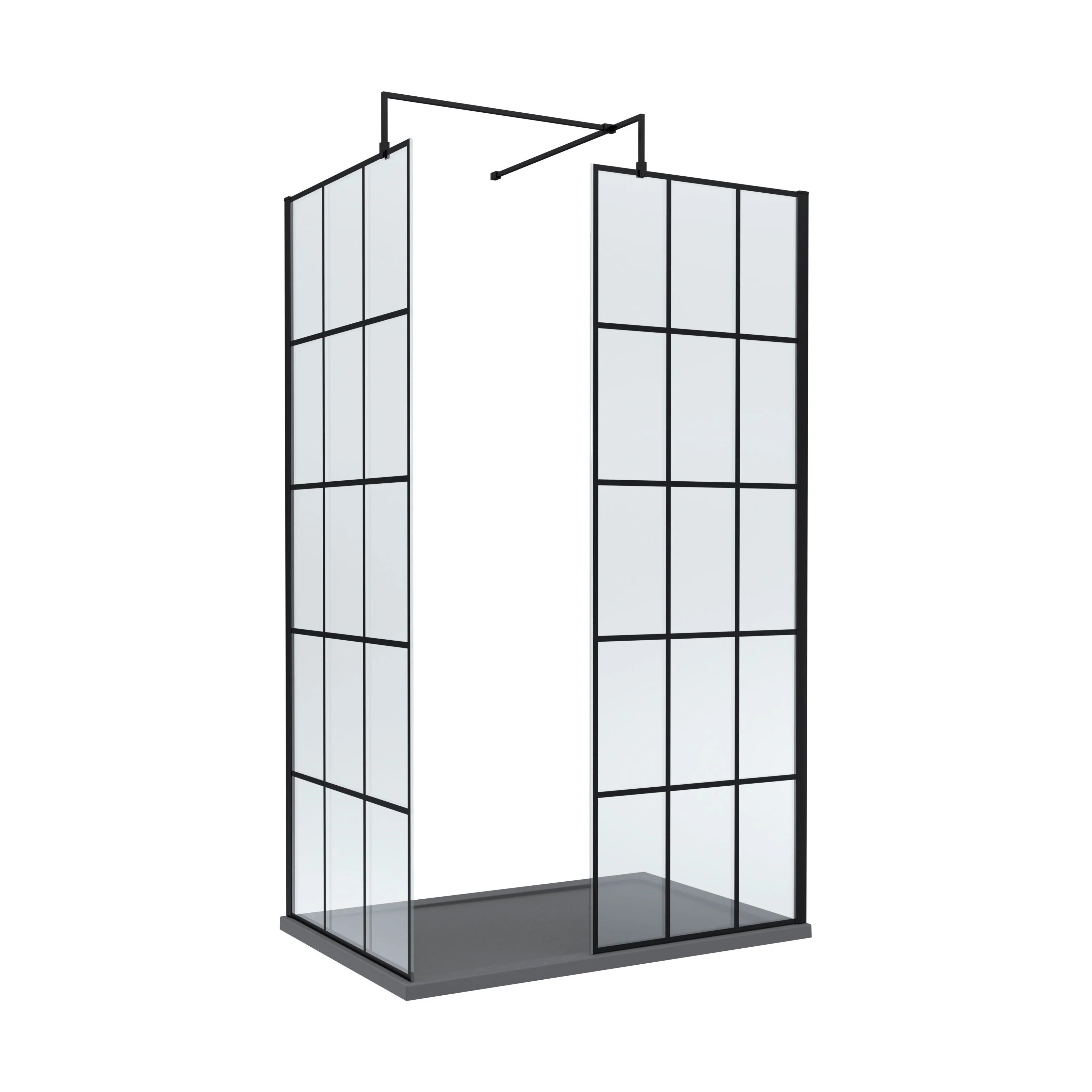 Contemporary 8mm Glass Walk In Wetroom Screens with Matt Black Framed Design and Shower Tray - Choice of Size - Image 11