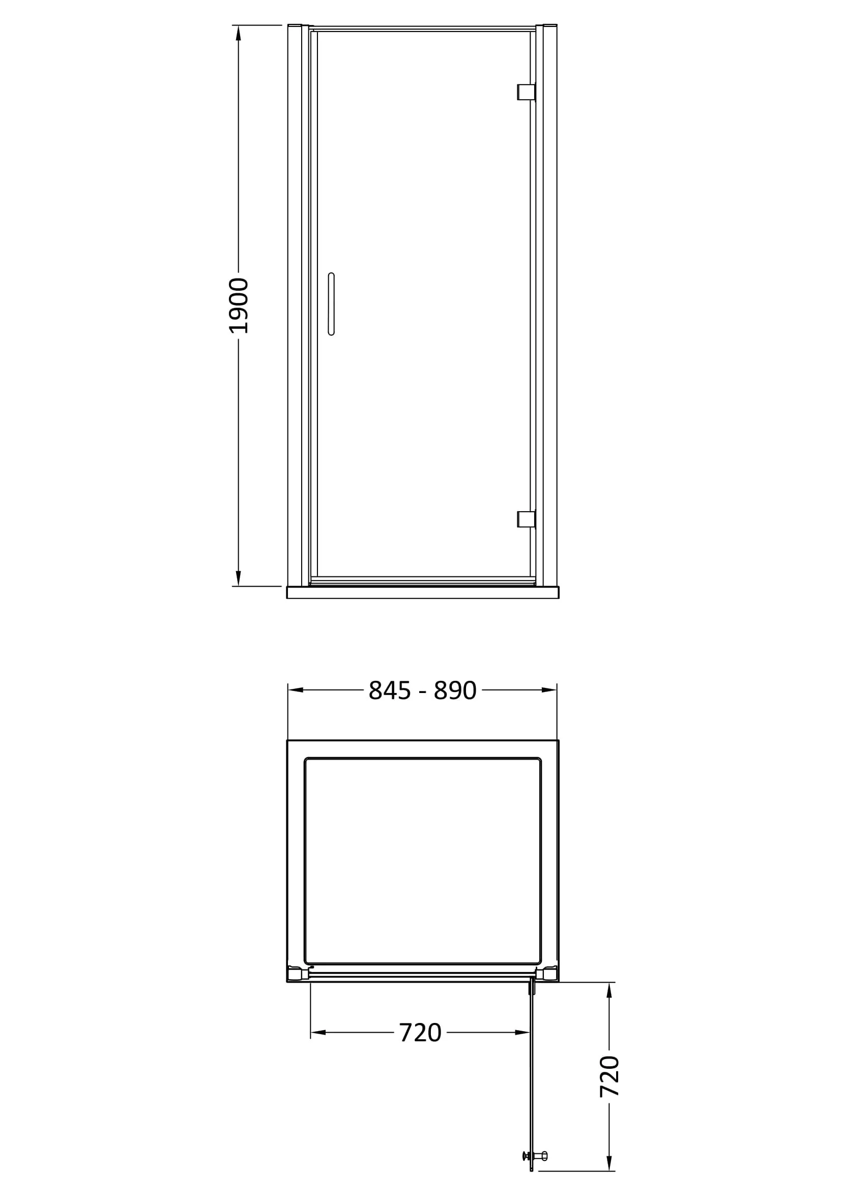 8mm Toughened Safety Glass Hinged Shower Door, Side Panel and Slimline Shower Tray - Choice of Size and Finish - Image 26