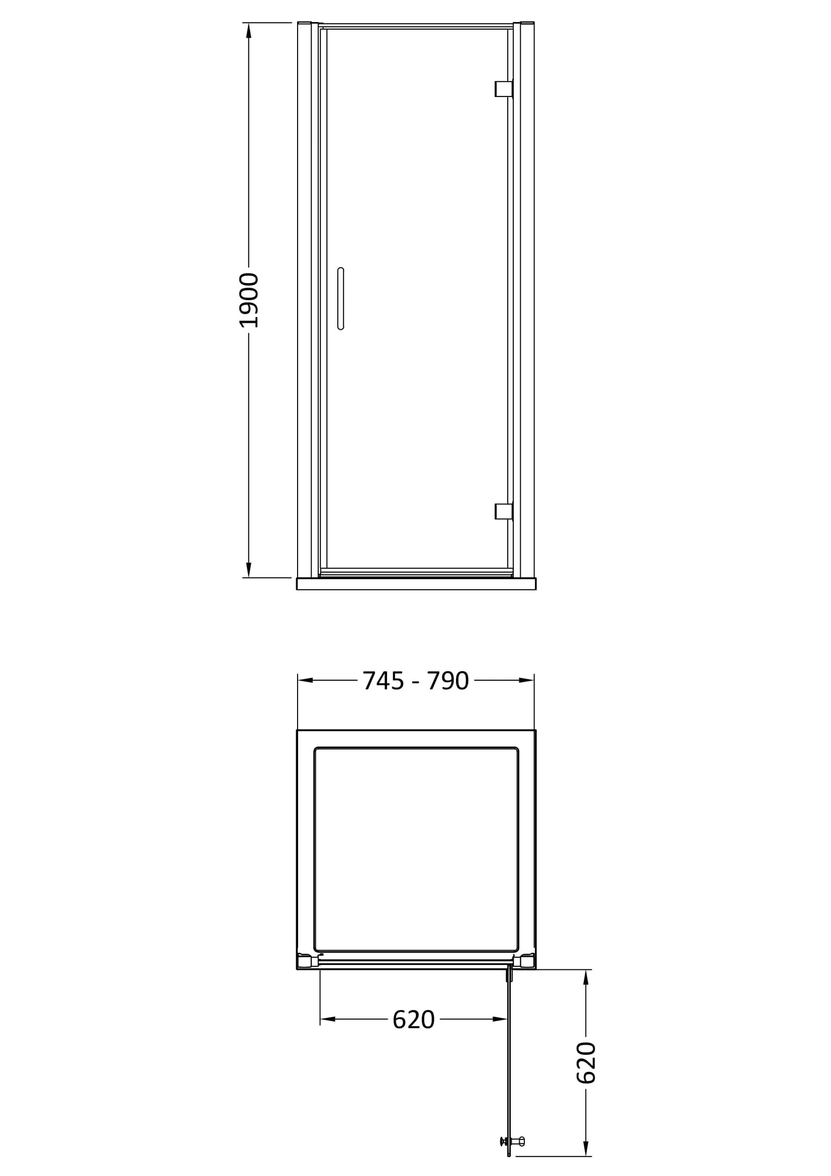 8mm Toughened Safety Glass Hinged Shower Door, Side Panel and Slimline Shower Tray - Choice of Size and Finish - Image 9