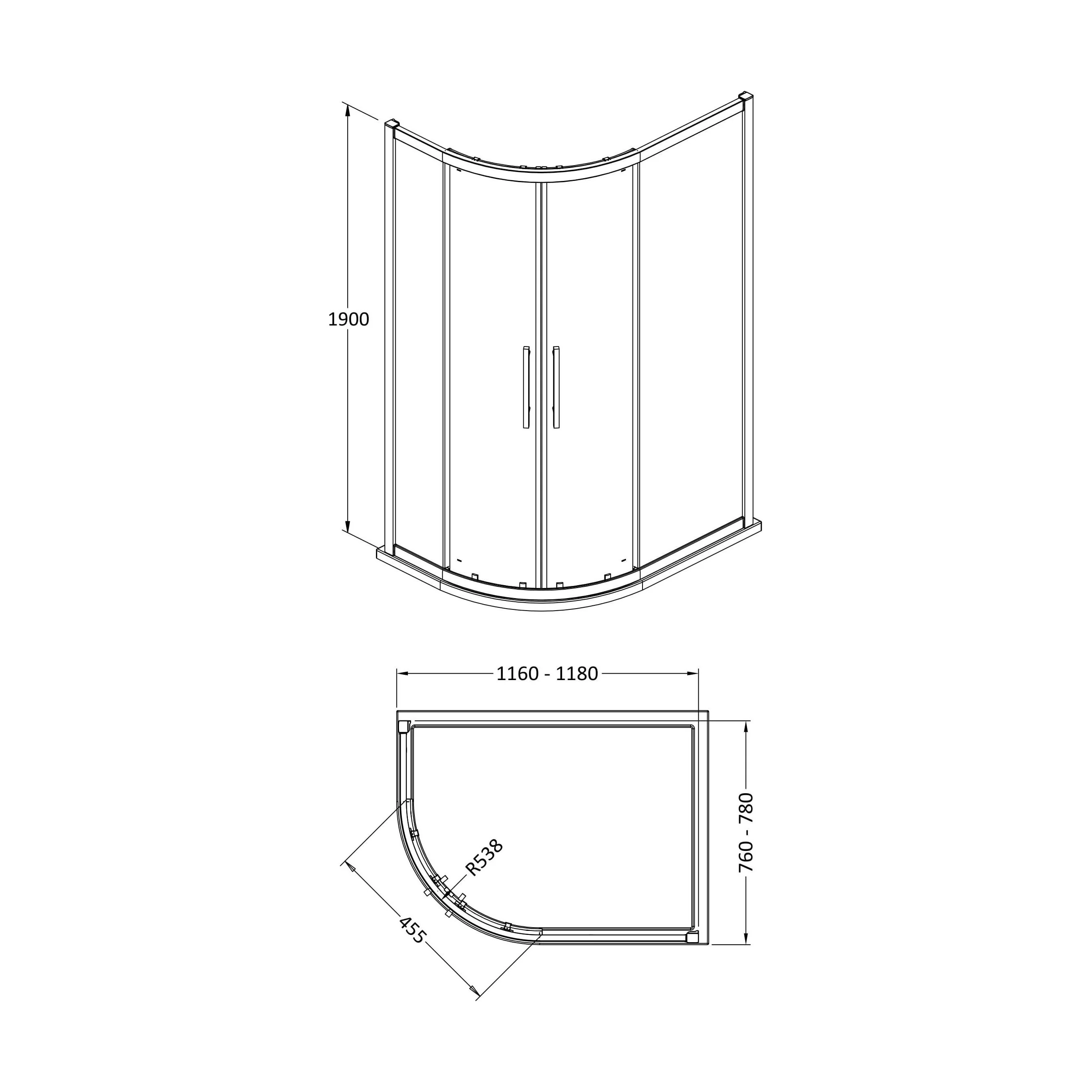 Sonic 8mm Toughened Safety Glass Offset Quadrant Shower Enclosure - Multiple Sizes Available - Image 11