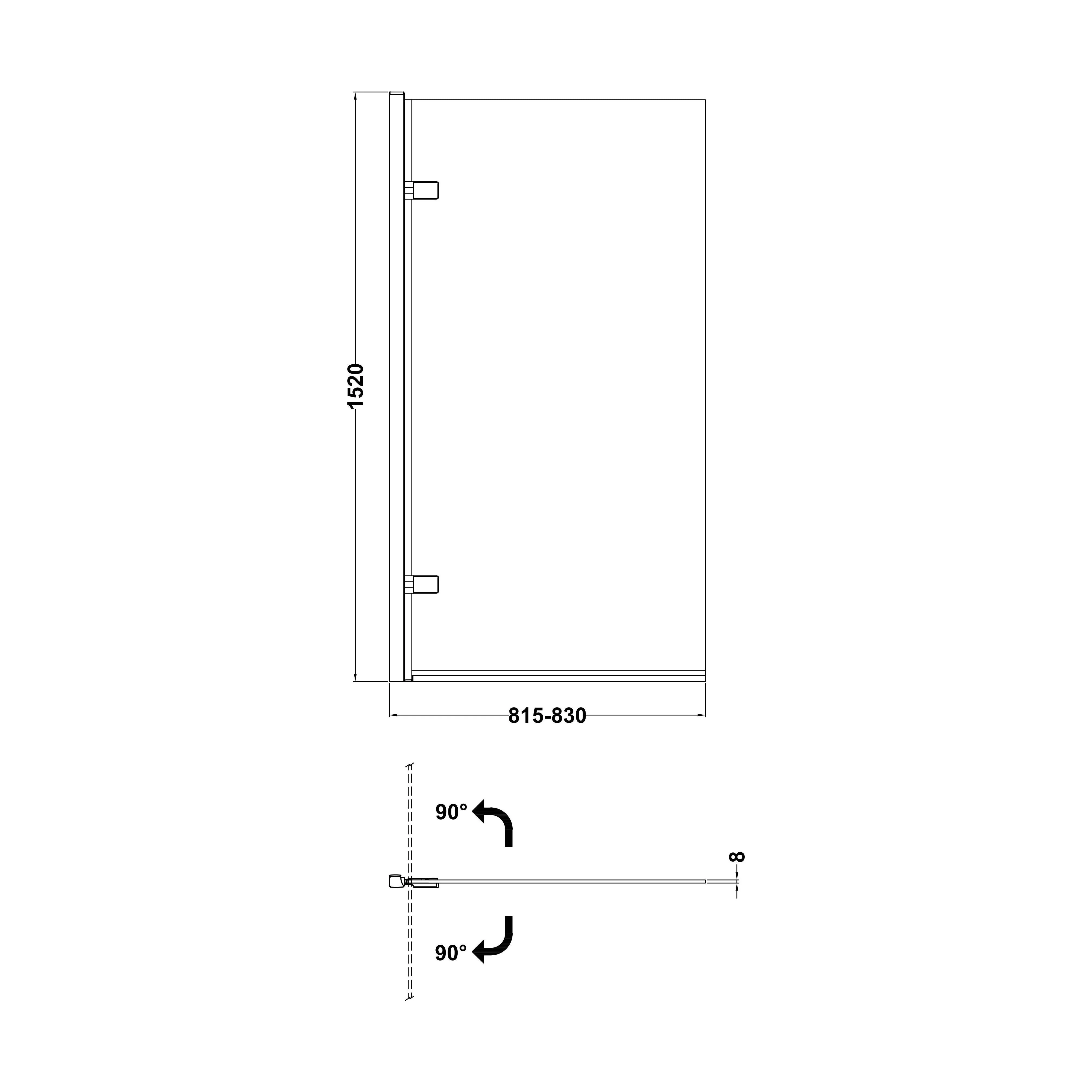 Contemporary 8mm Toughened Safety Glass Reversible Hinged Straight Shower Bath Screen - Choice of Colour - Image 8