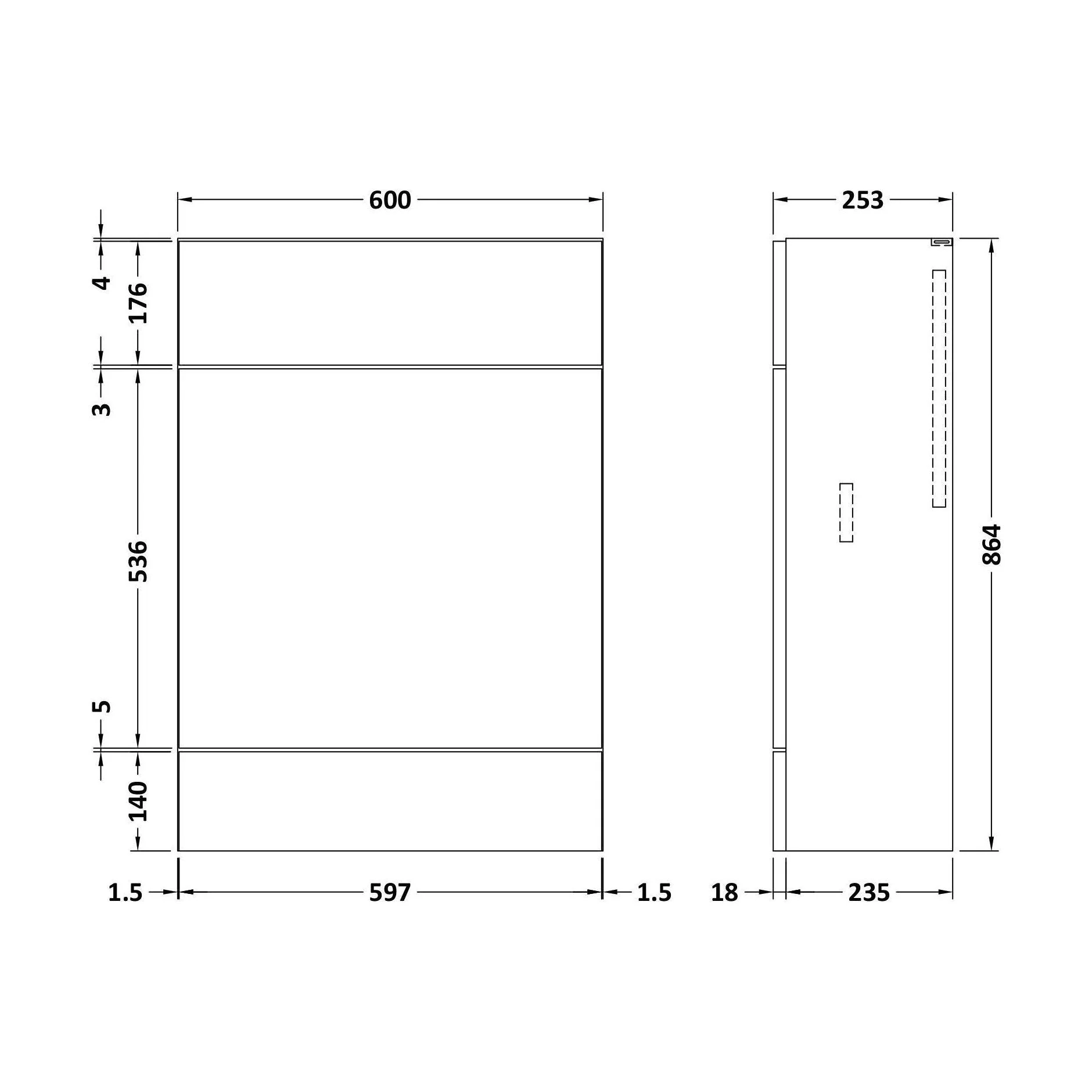 Alrewas Contemporary 2 Door Right-Hand Floor Standing Combination Unit with Basin, Charcoal Black, 1100mm - Image 2