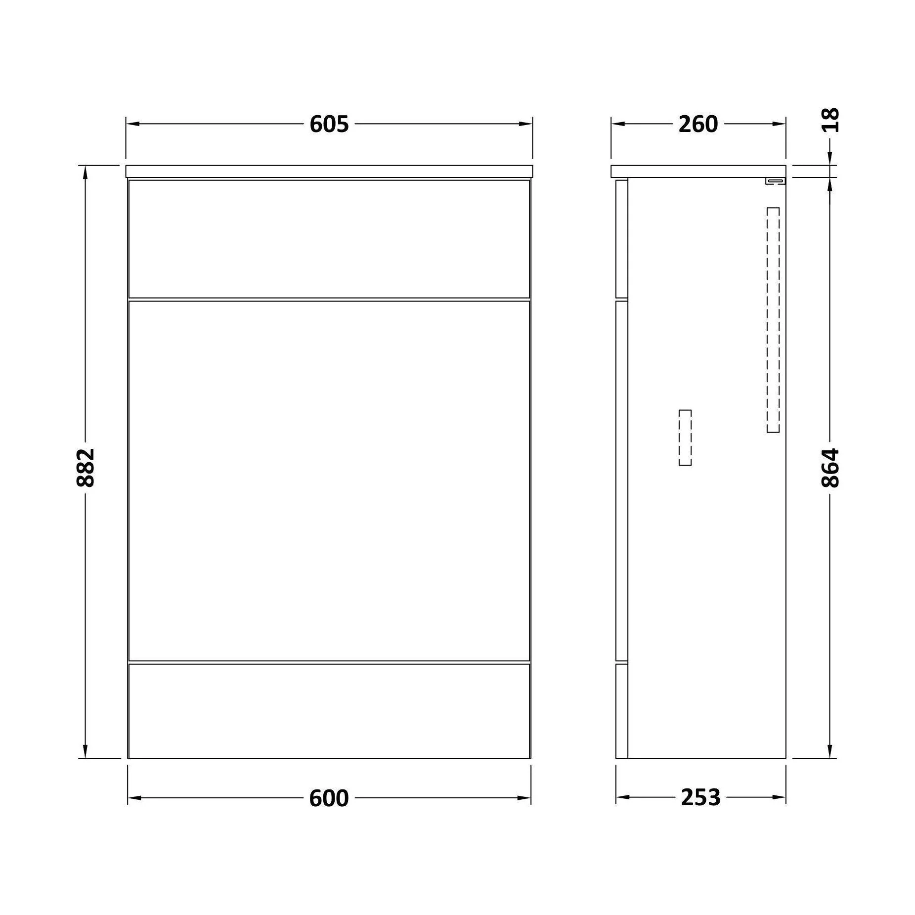 Alrewas Contemporary Floor Standing Compact WC Unit with Worktop, Gloss White, 600mm - Image 2