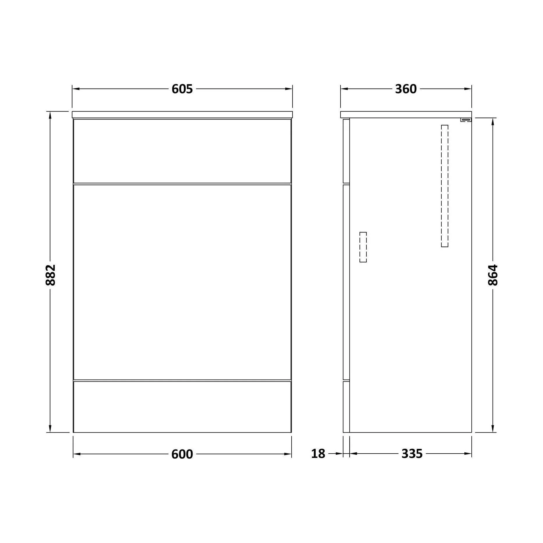 Alrewas Contemporary Floor Standing WC Unit with Worktop, Gloss Grey, 600mm - Image 2