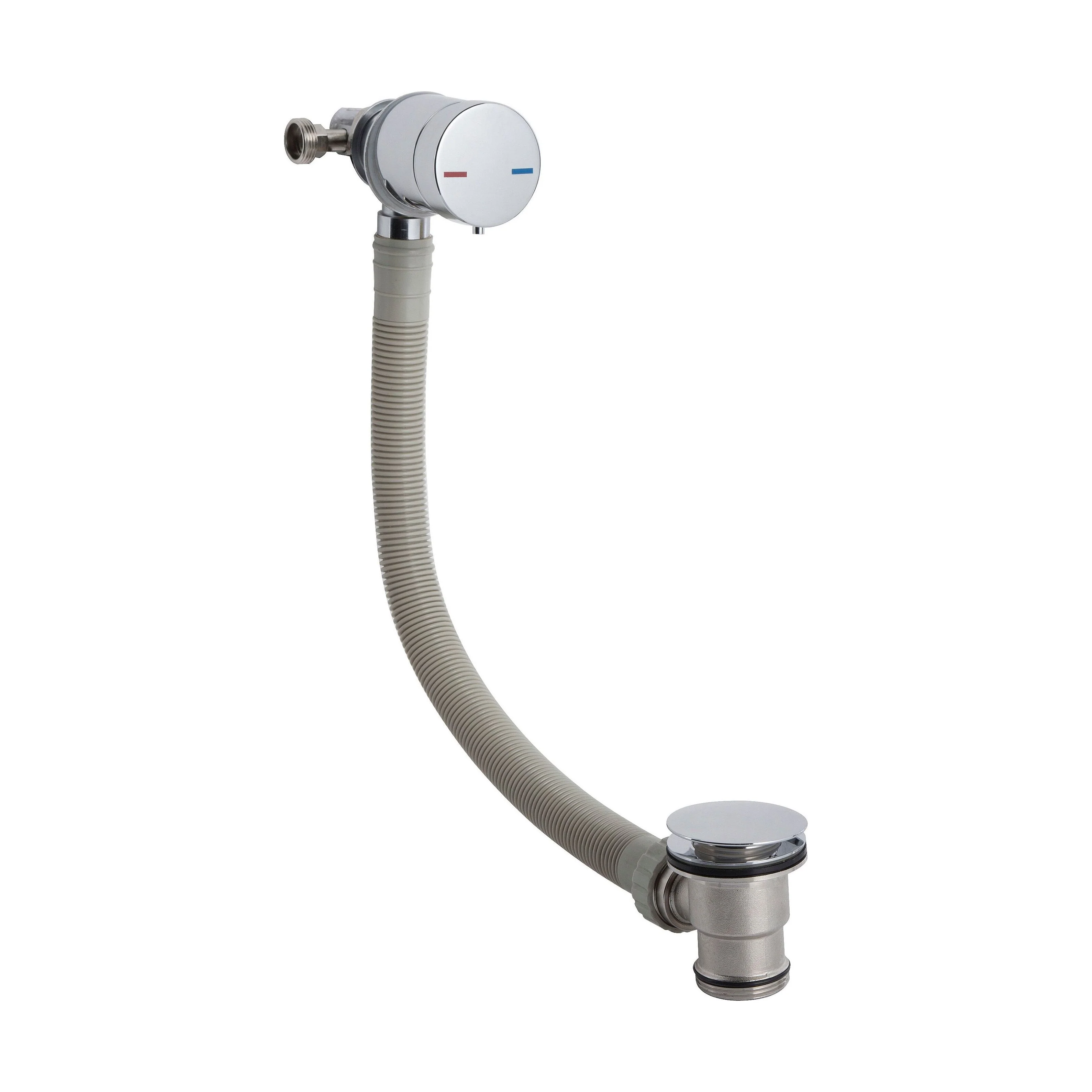 Balterley Contemporary Round Bath Filler with Overflow & Waste Built-In Temperature Control, 550mm x 65mm - Chrome Finish