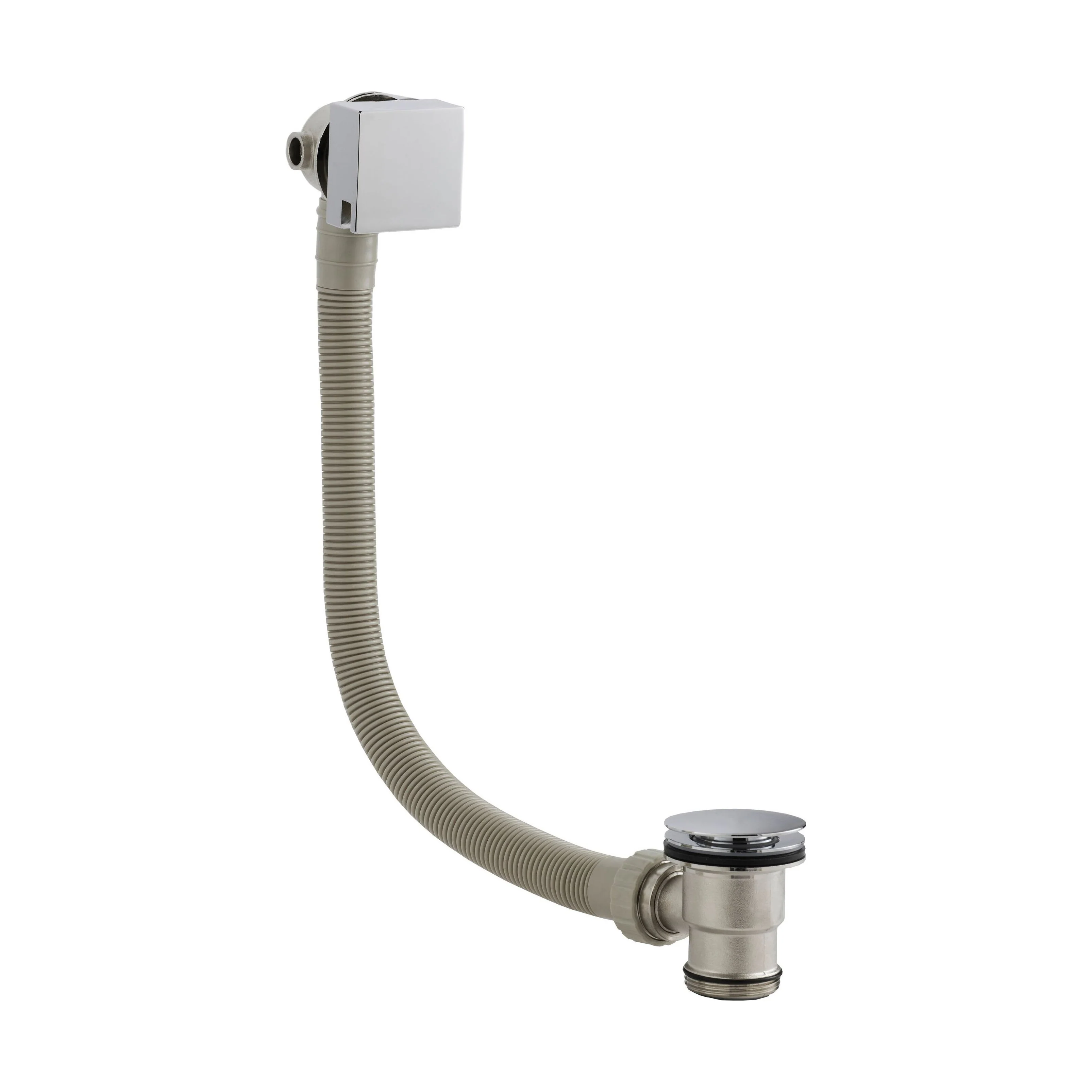 Balterley Square Bath Filler with Overflow, Brass Build, Modern Control Knob, 70mm x 600mm - Chrome