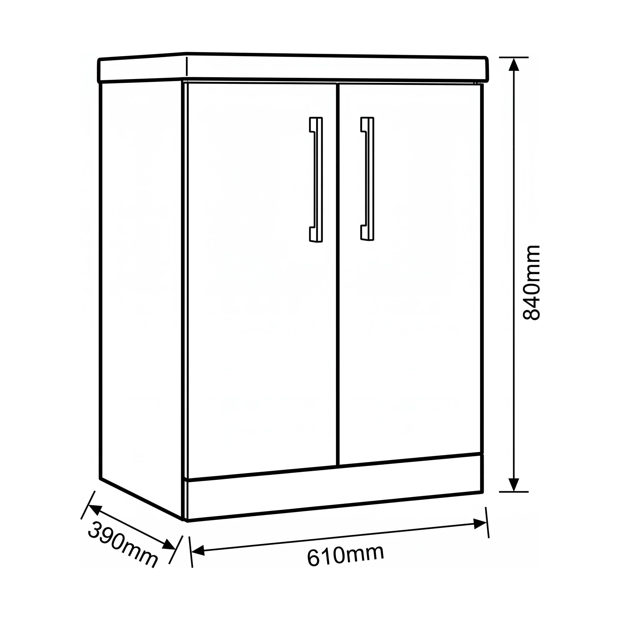 Bramshall Floor Standing 2 Door Vanity Basin Unit with Mid-Edge Basin, 500mm, Choice of Colour and Handle Finish - Image 125