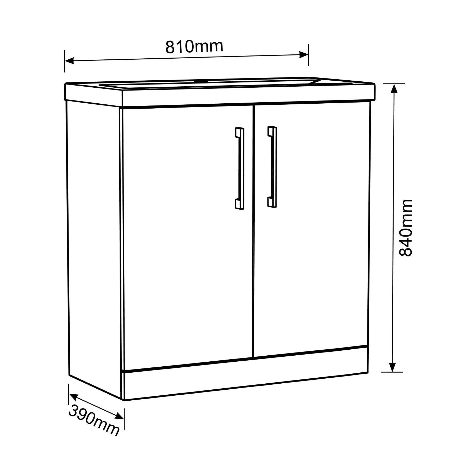 Bramshall Floor Standing 2 Door Vanity Basin Unit with Mid-Edge Basin, 500mm, Choice of Colour and Handle Finish - Image 154