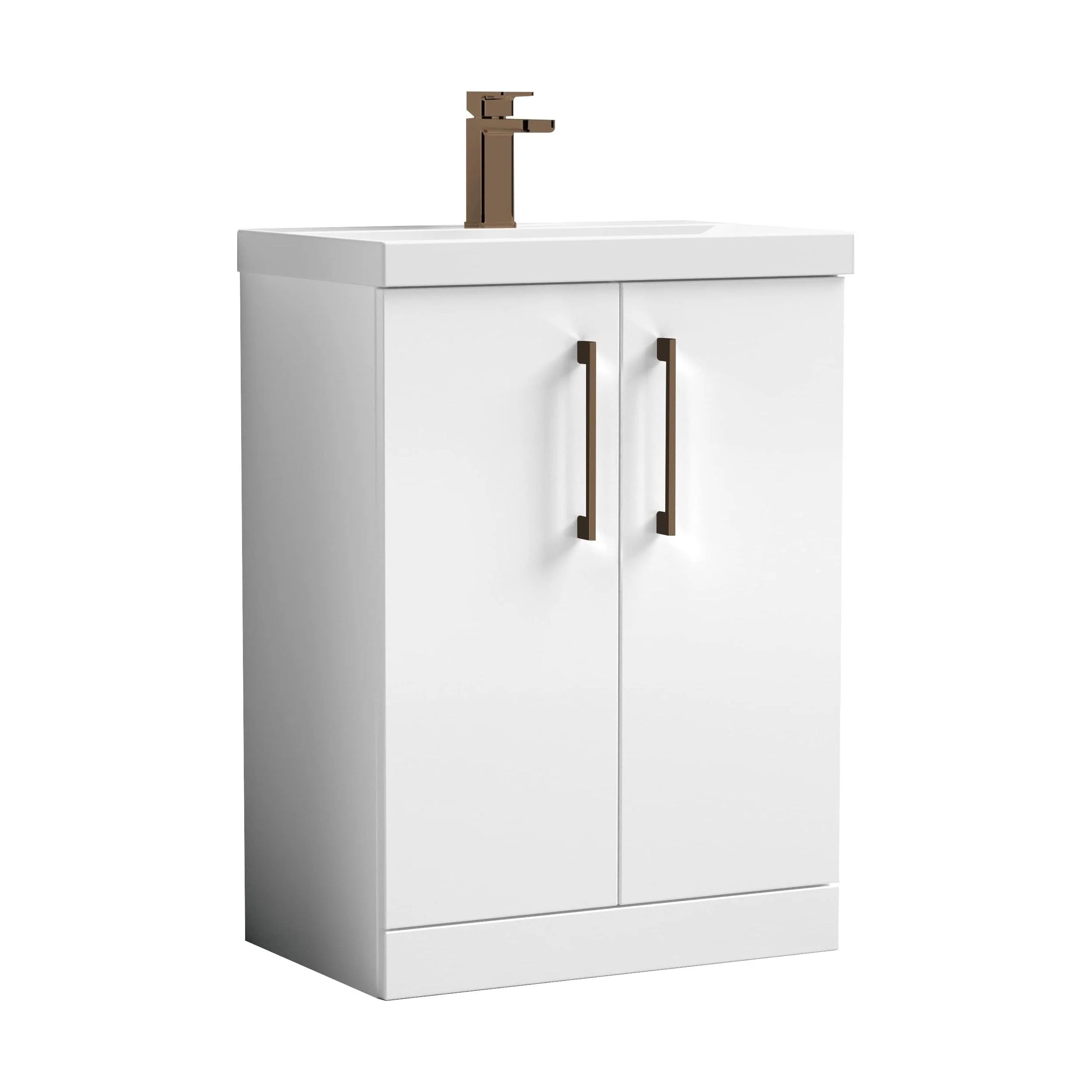 Bramshall Floor Standing 2 Door Vanity Basin Unit with Mid-Edge Basin, 500mm, Choice of Colour and Handle Finish - Image 9