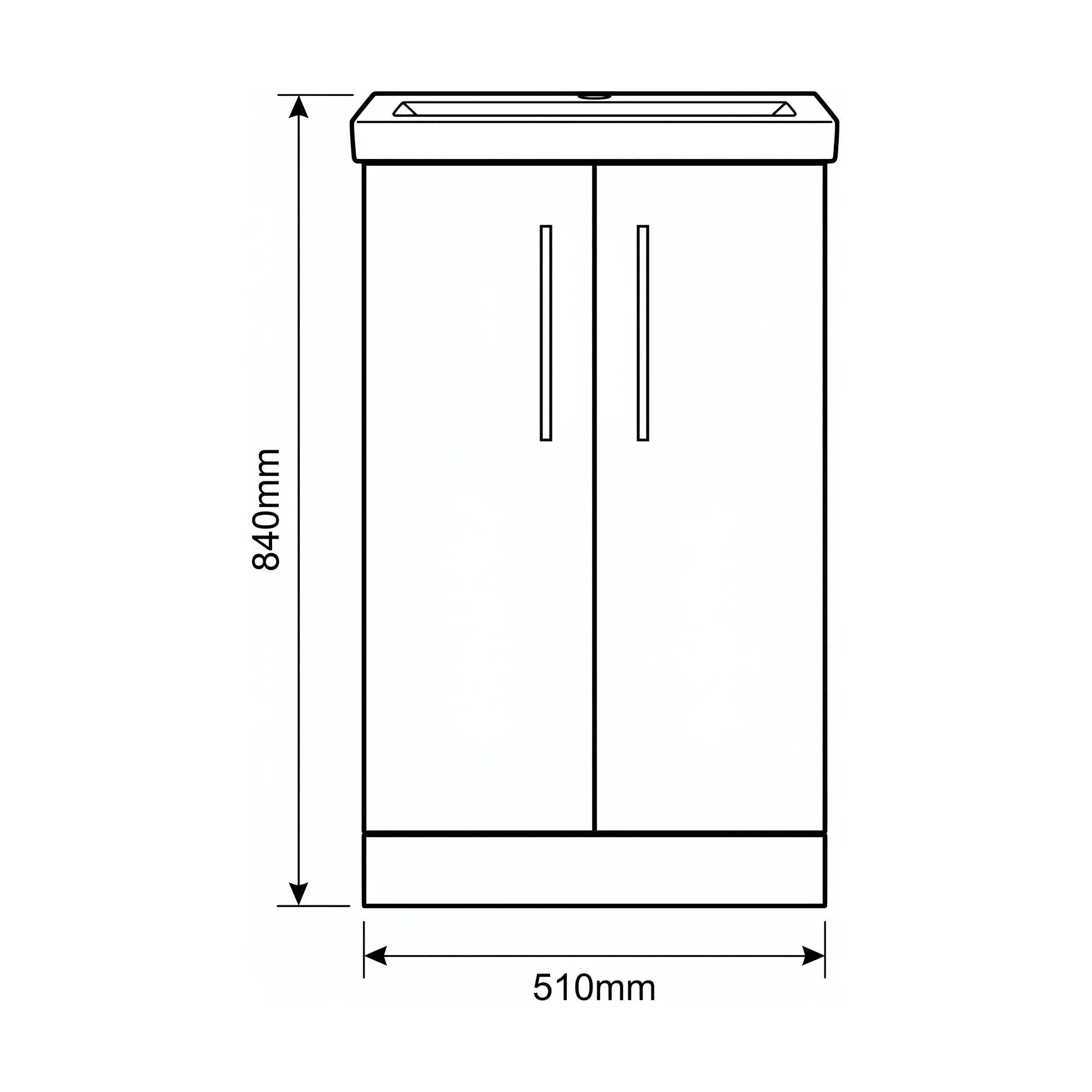 Bramshall Floor Standing 2 Door Vanity Basin Unit with Mid-Edge Basin, 600mm, Choice of Colour and Handle Finish - Image 132