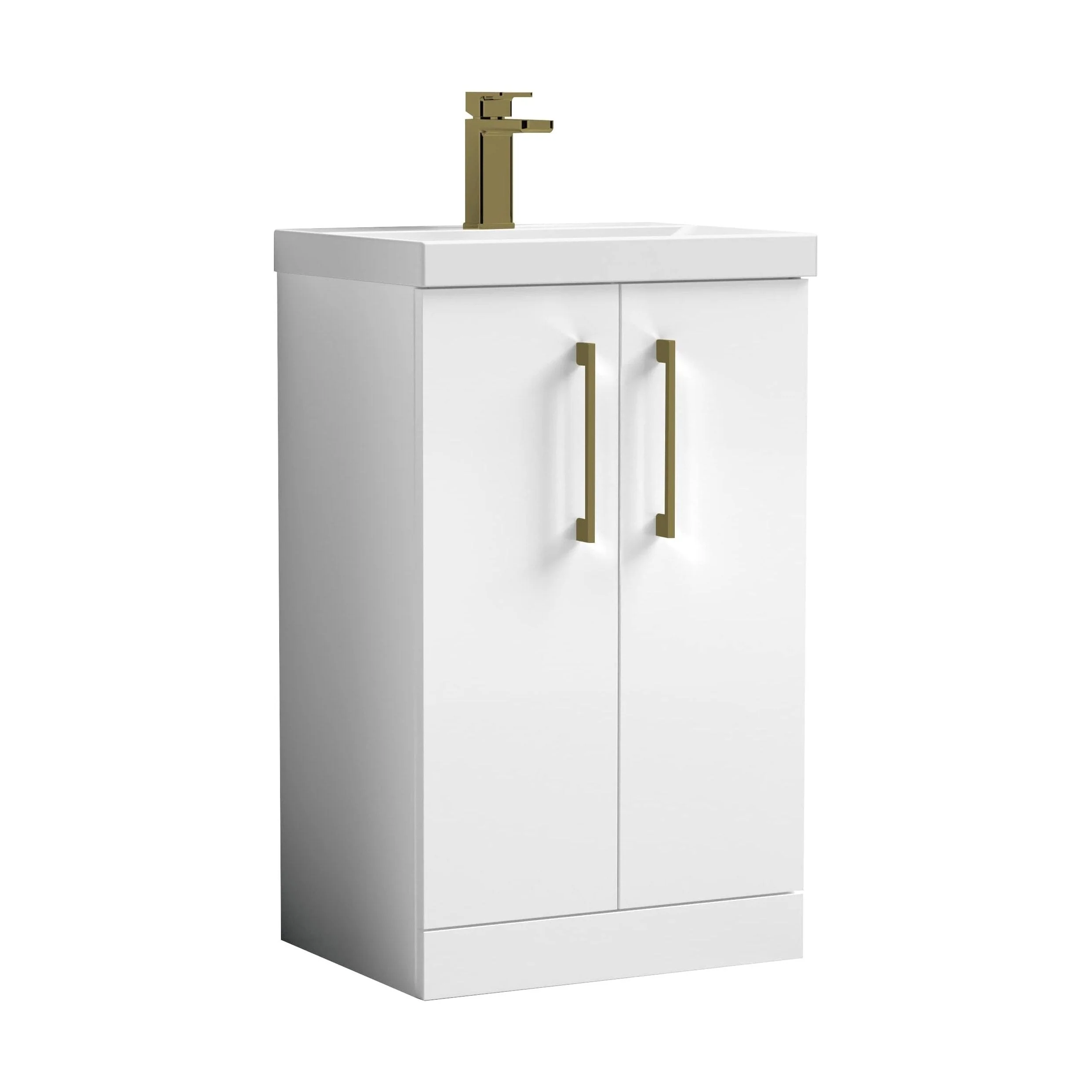 Bramshall Floor Standing 2 Door Vanity Basin Unit with Mid-Edge Basin, 800mm, Choice of Colour and Handle Finish