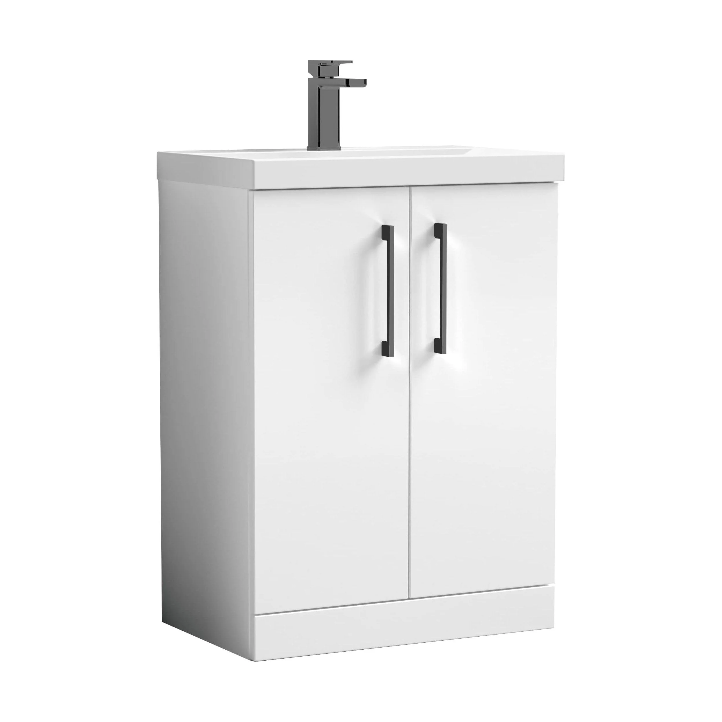 Bramshall Floor Standing 2 Door Vanity Basin Unit with Mid-Edge Basin, 800mm, Choice of Colour and Handle Finish - Image 10