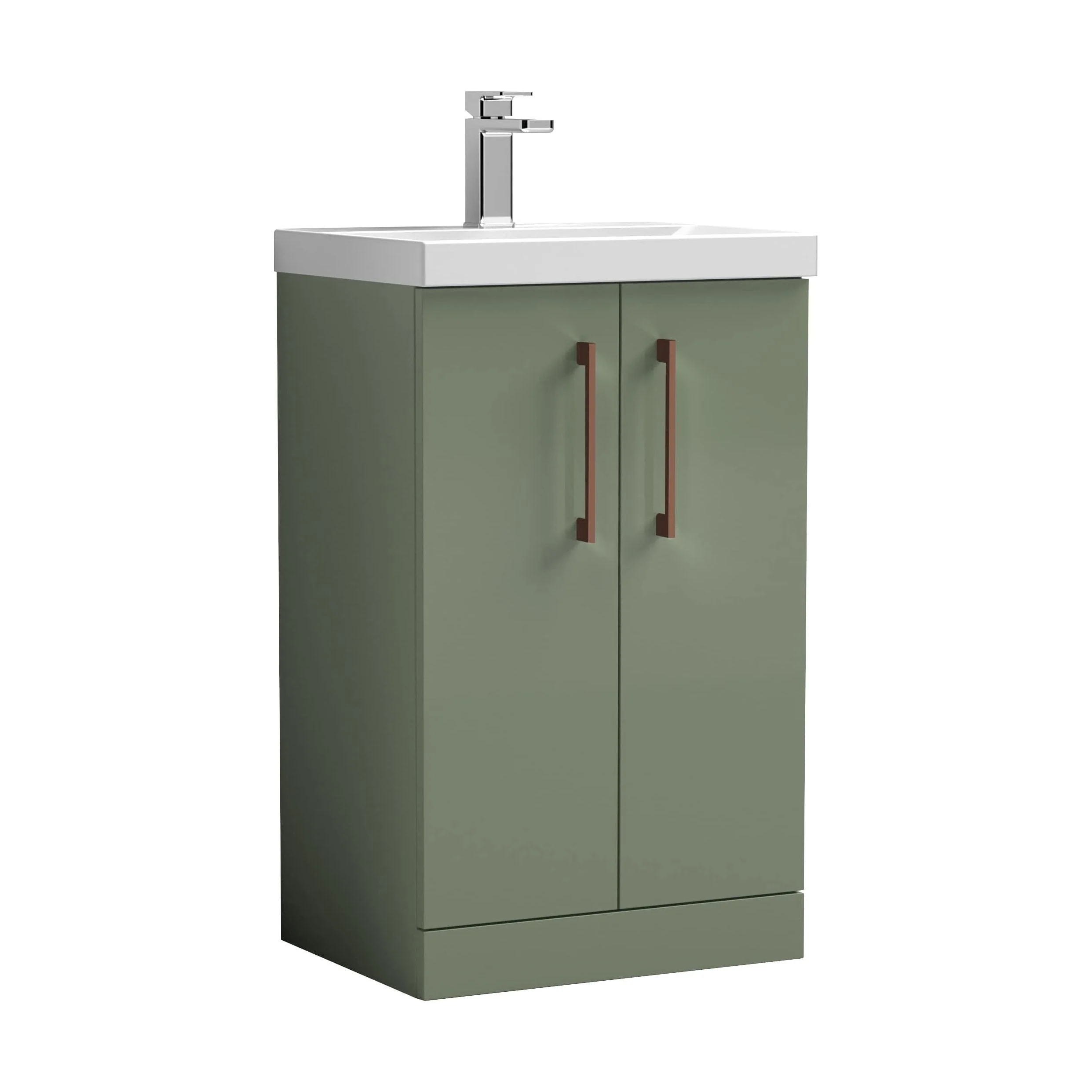 Bramshall Floor Standing 2 Door Vanity Basin Unit with Mid-Edge Basin, 800mm, Choice of Colour and Handle Finish - Image 110