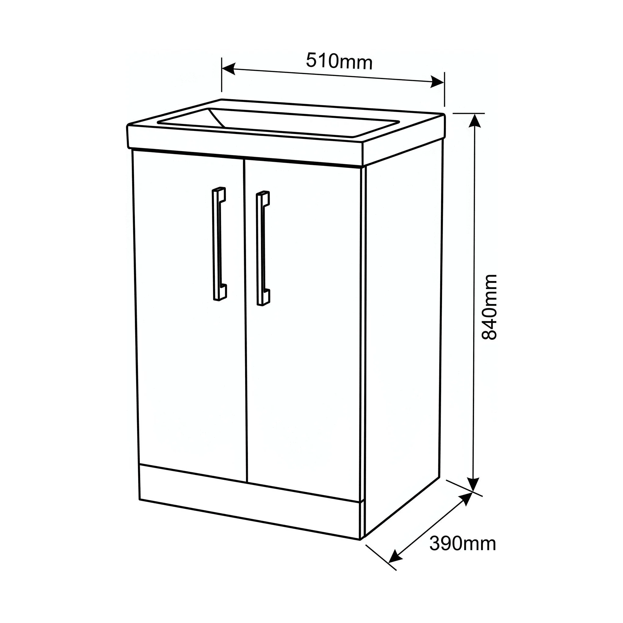 Bramshall Floor Standing 2 Door Vanity Basin Unit with Mid-Edge Basin, 800mm, Choice of Colour and Handle Finish - Image 122