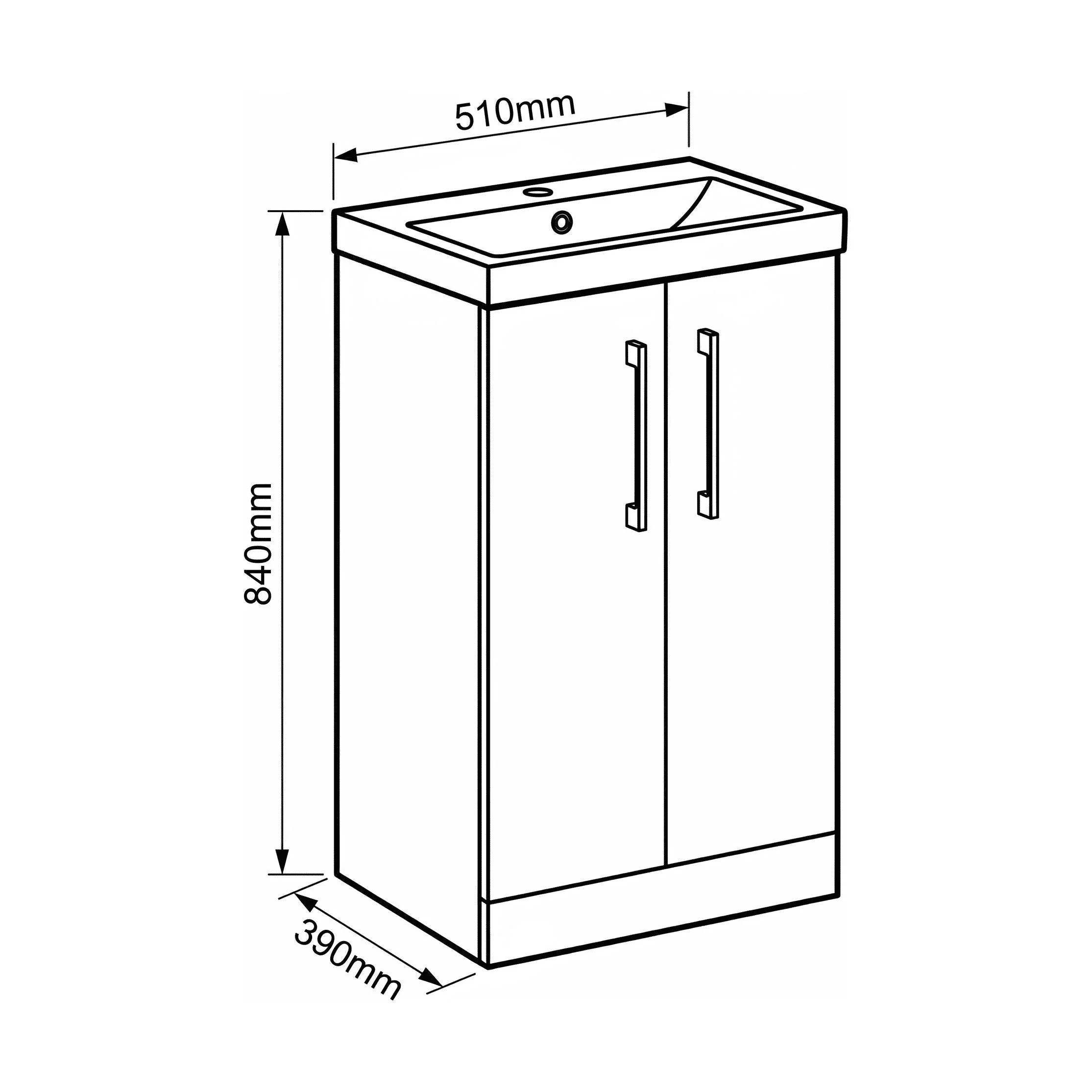 Bramshall Floor Standing 2 Door Vanity Basin Unit with Mid-Edge Basin, 800mm, Choice of Colour and Handle Finish - Image 123