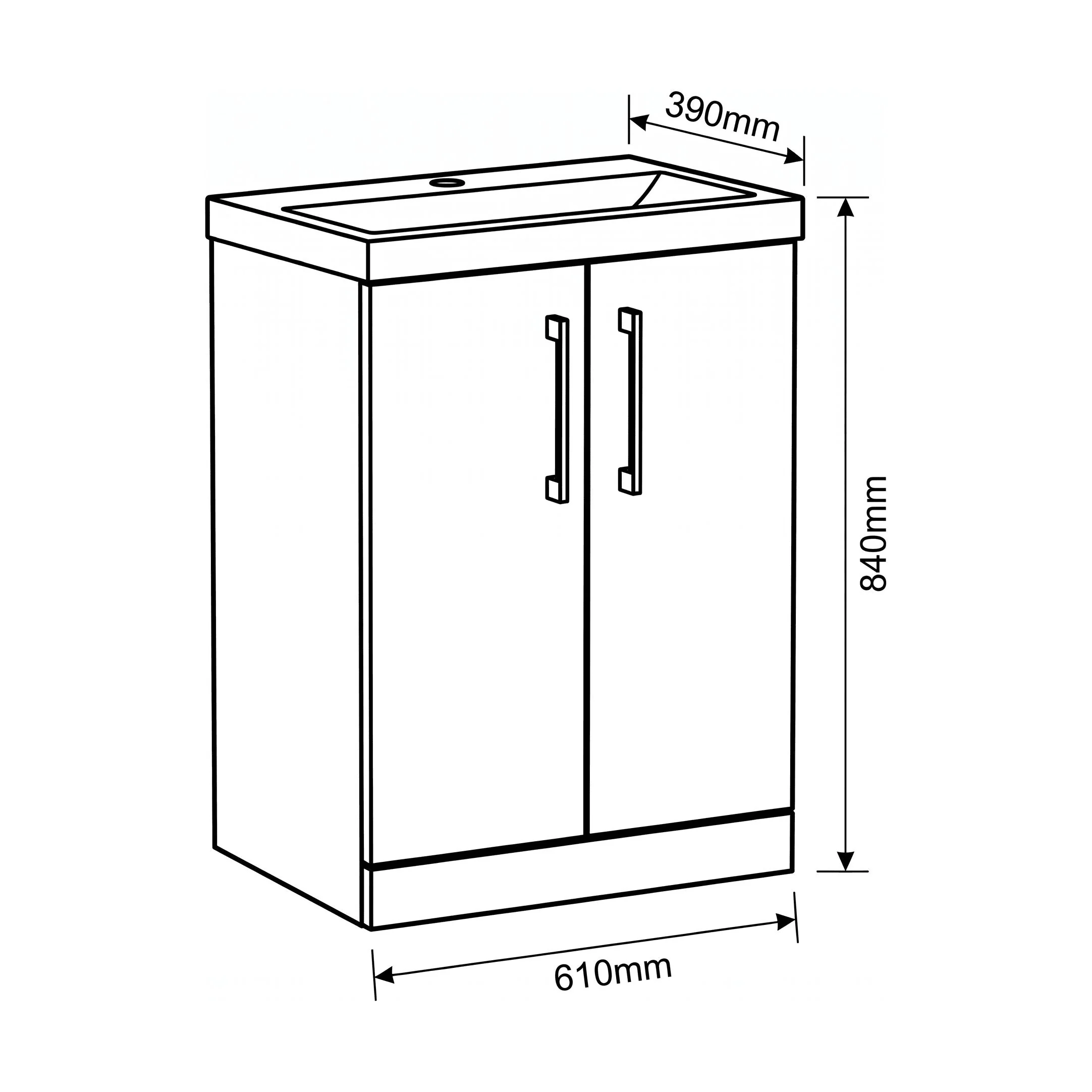 Bramshall Floor Standing 2 Door Vanity Basin Unit with Mid-Edge Basin, 800mm, Choice of Colour and Handle Finish - Image 126