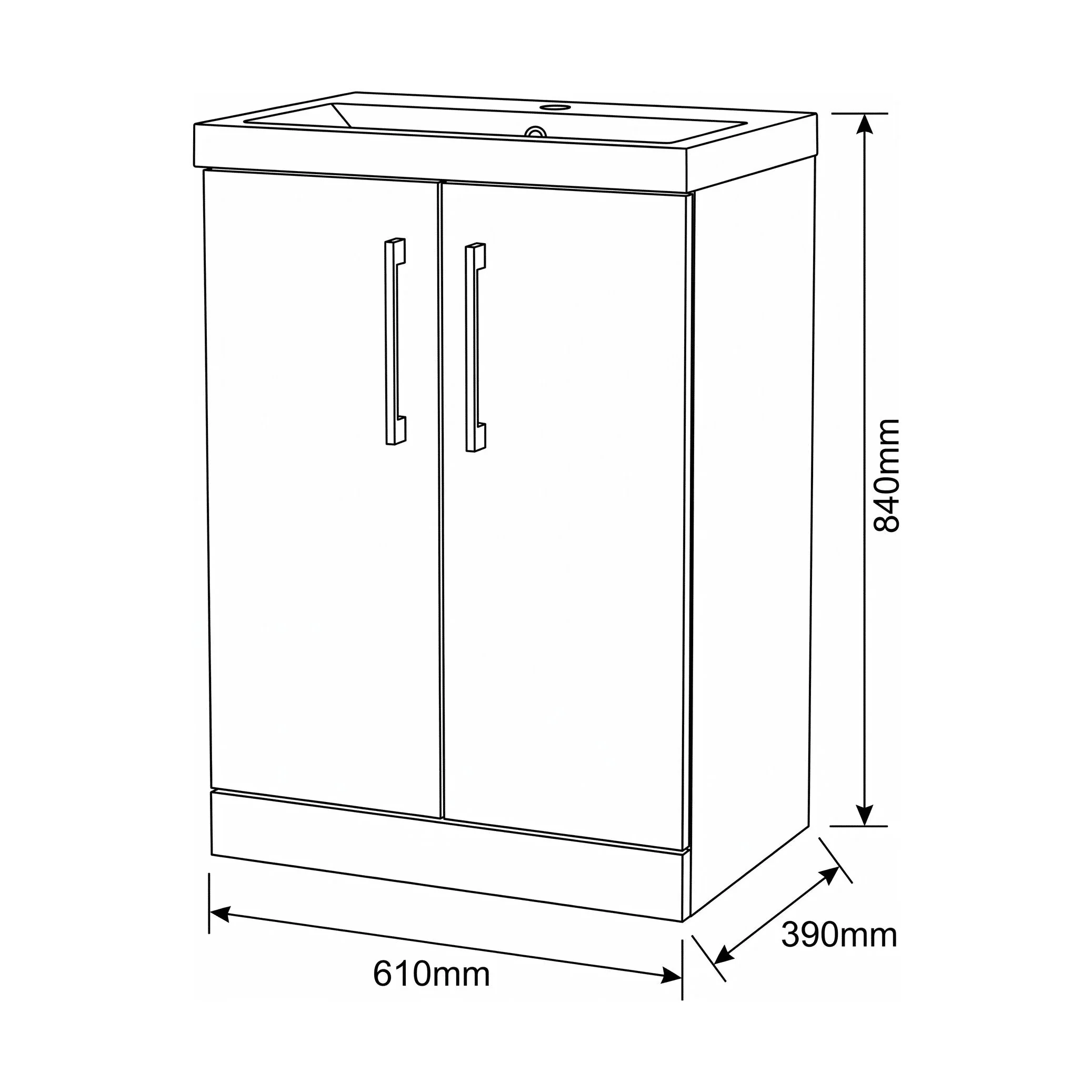 Bramshall Floor Standing 2 Door Vanity Basin Unit with Mid-Edge Basin, 800mm, Choice of Colour and Handle Finish - Image 129