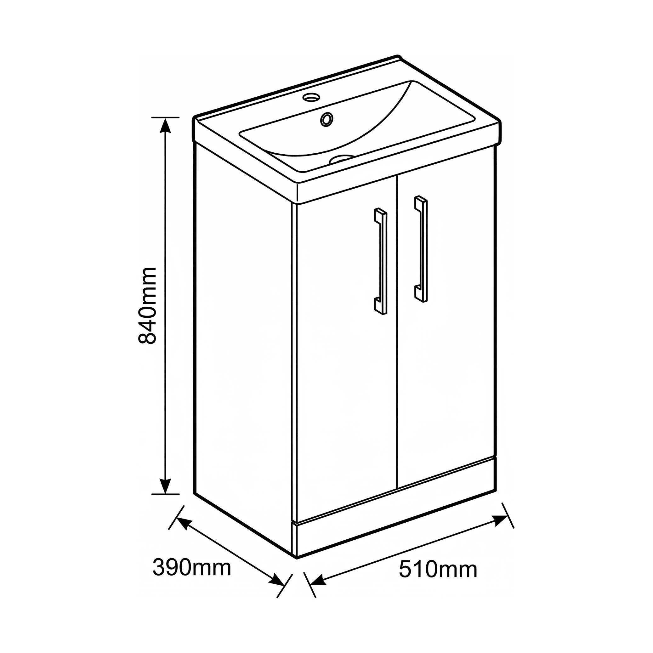 Bramshall Floor Standing 2 Door Vanity Basin Unit with Mid-Edge Basin, 800mm, Choice of Colour and Handle Finish - Image 135