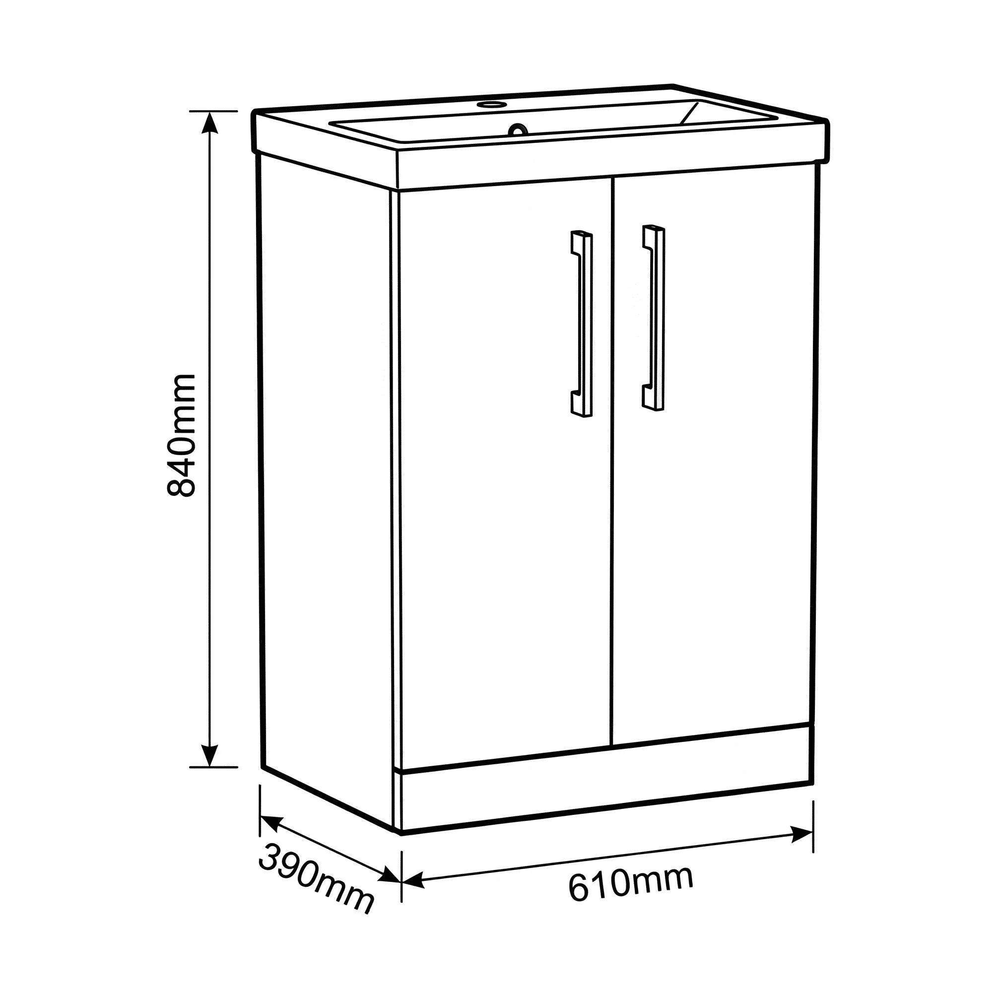 Bramshall Floor Standing 2 Door Vanity Basin Unit with Mid-Edge Basin, 800mm, Choice of Colour and Handle Finish - Image 138