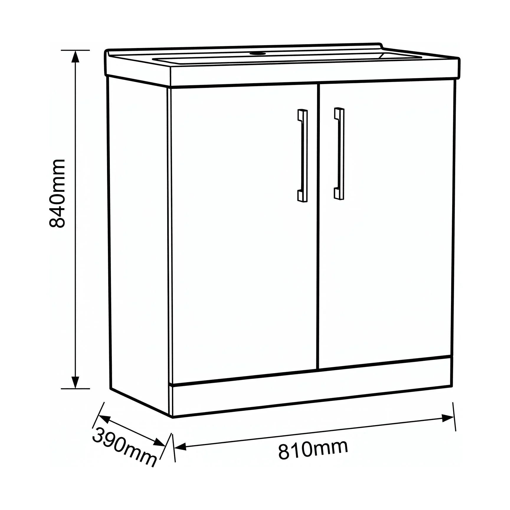 Bramshall Floor Standing 2 Door Vanity Basin Unit with Mid-Edge Basin, 800mm, Choice of Colour and Handle Finish - Image 146