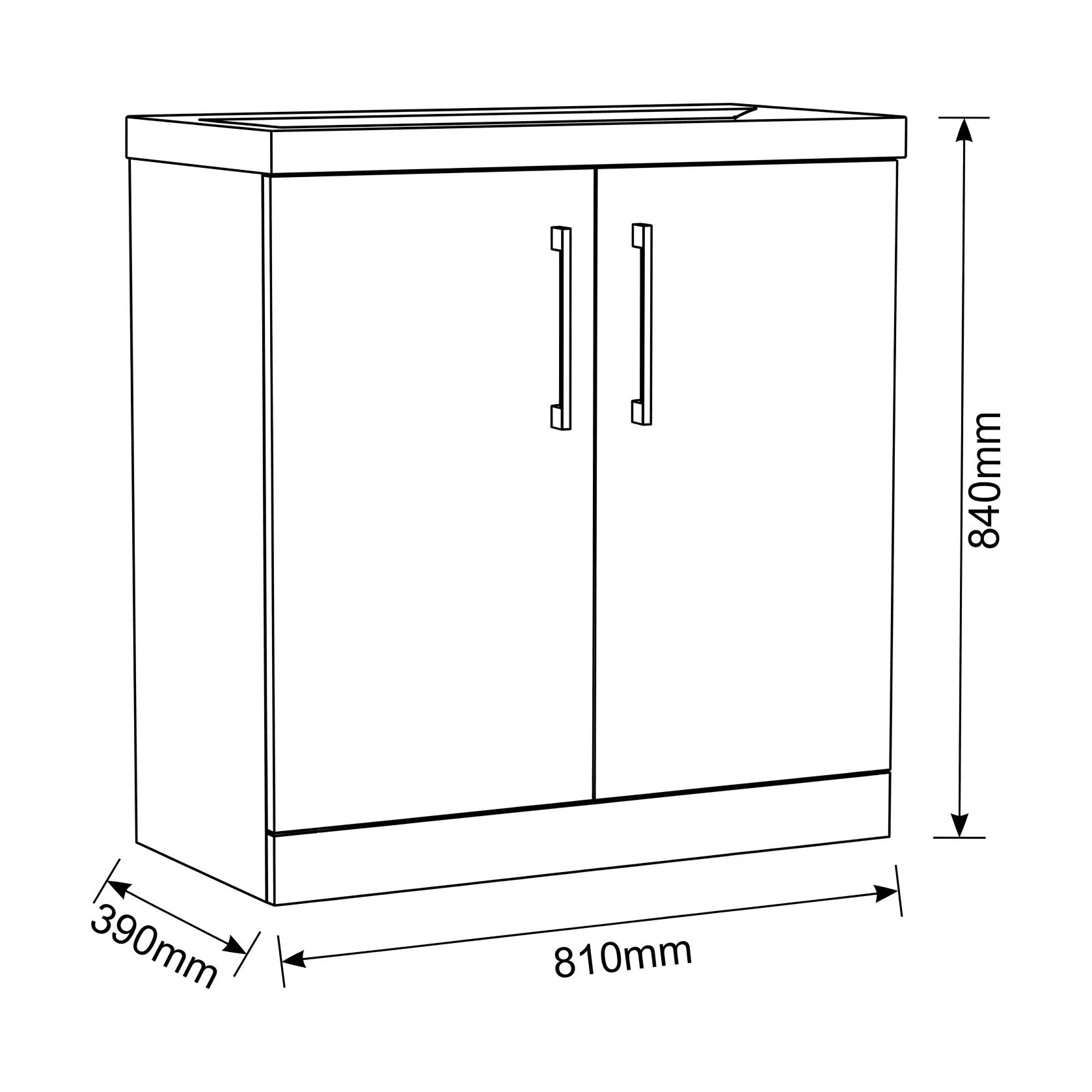 Bramshall Floor Standing 2 Door Vanity Basin Unit with Mid-Edge Basin, 800mm, Choice of Colour and Handle Finish - Image 148
