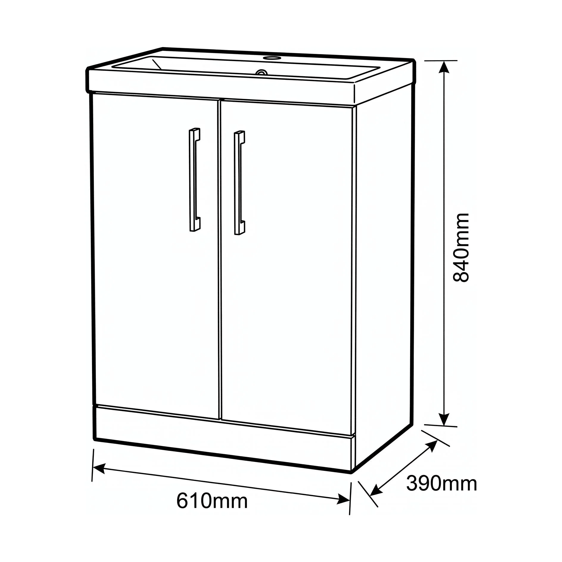 Bramshall Floor Standing 2 Door Vanity Basin Unit with Mid-Edge Basin, 800mm, Choice of Colour and Handle Finish - Image 149