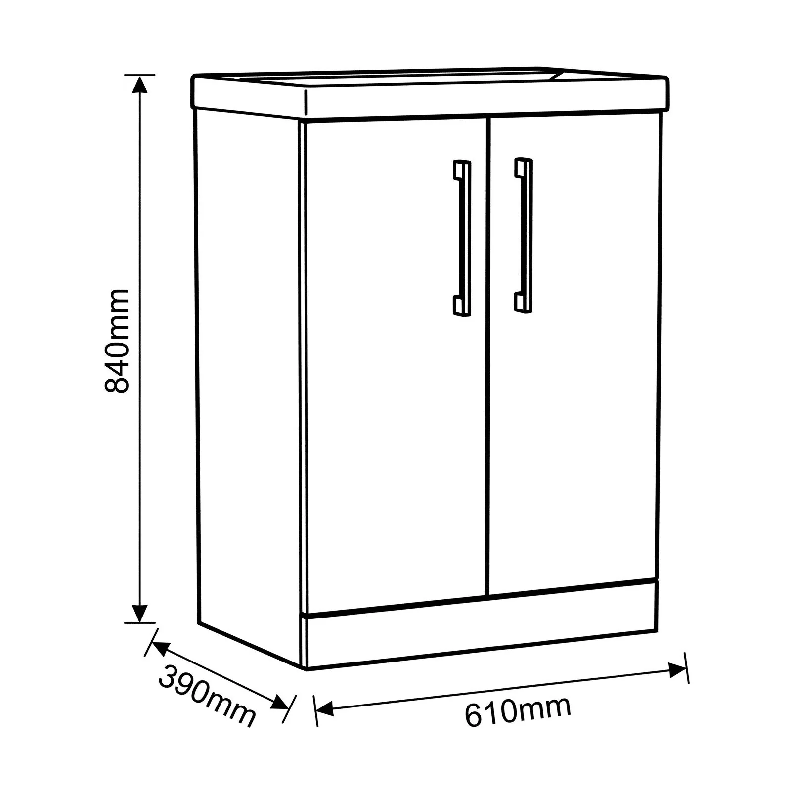 Bramshall Floor Standing 2 Door Vanity Basin Unit with Mid-Edge Basin, 800mm, Choice of Colour and Handle Finish - Image 150